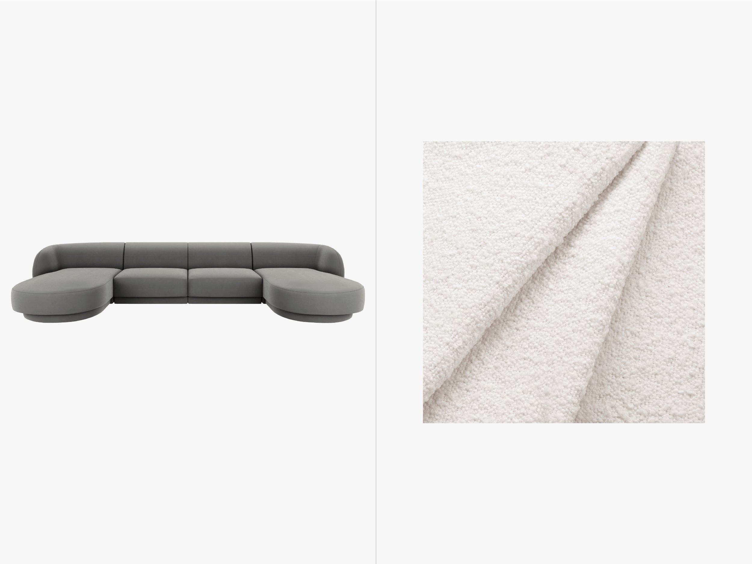 Sitzgarnitur Miley 330x156cm, Material: Bouclé