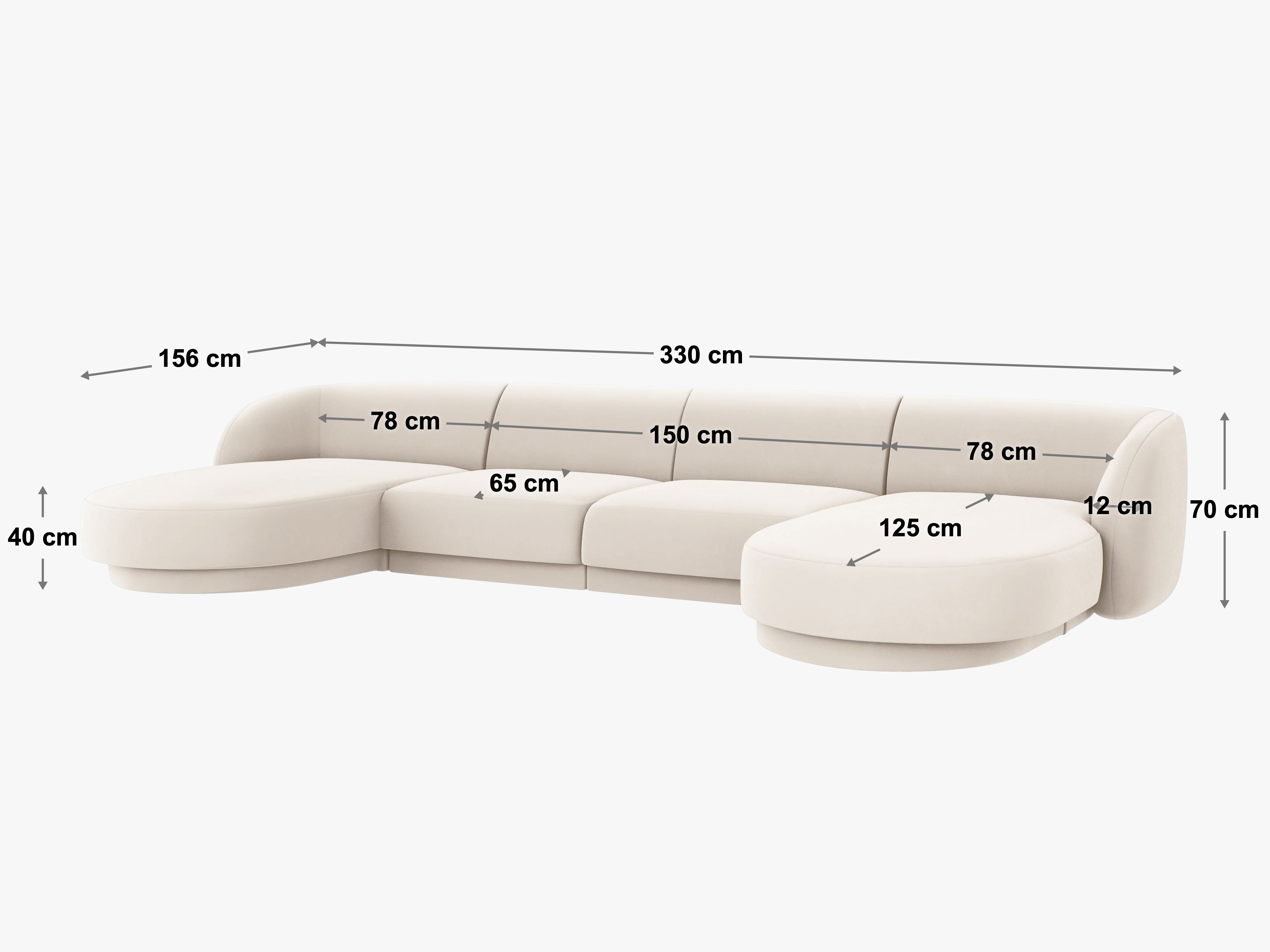 Sitzgarnitur Miley 330x156cm, Material: Bouclé