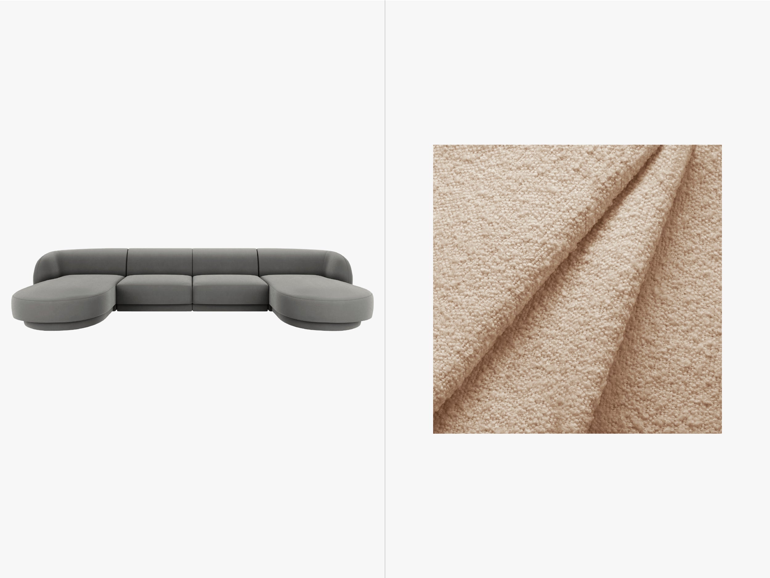 Sitzgarnitur Miley 330x156cm, Material: Bouclé