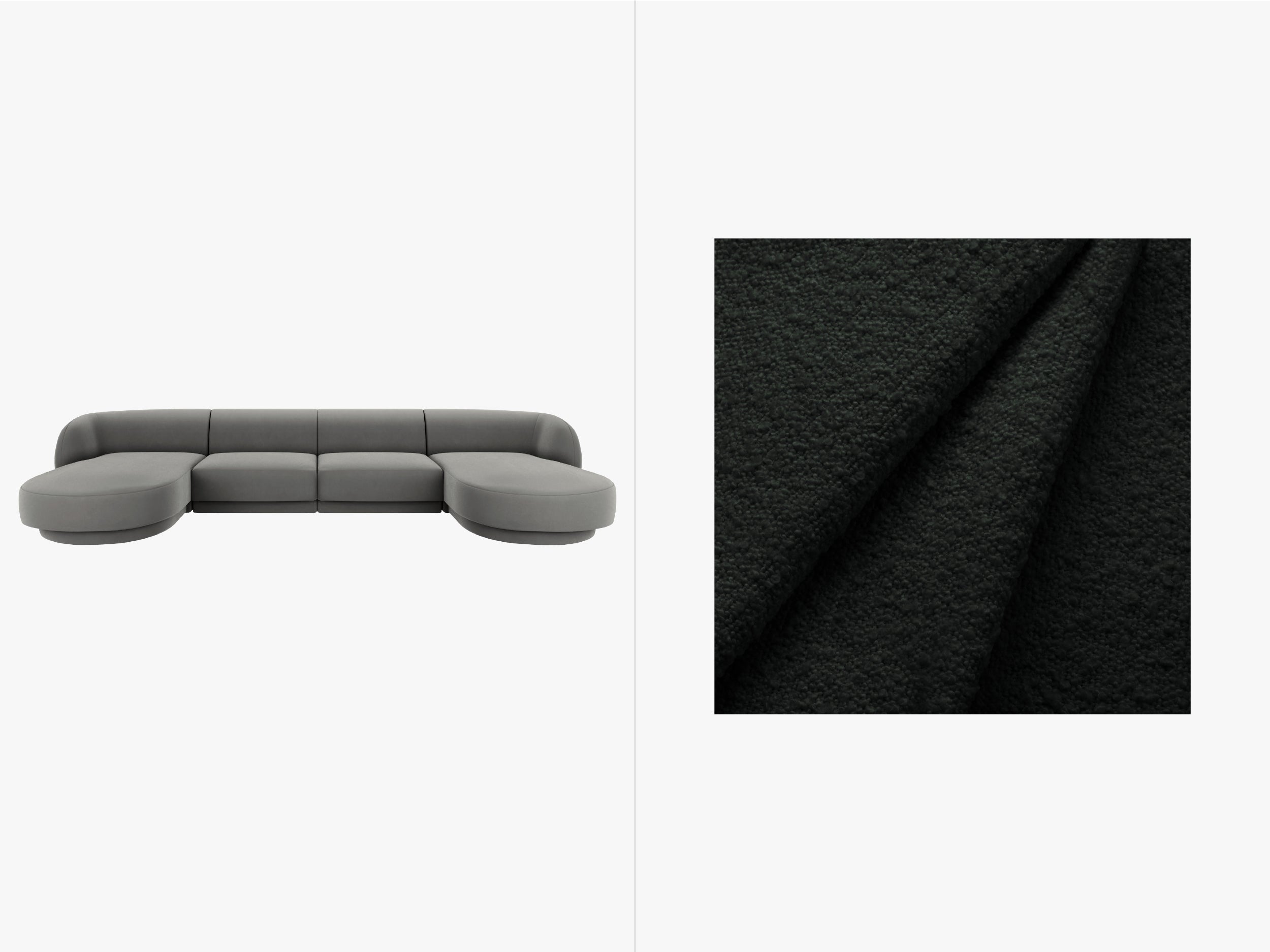 Sitzgarnitur Miley 330x156cm, Material: Bouclé