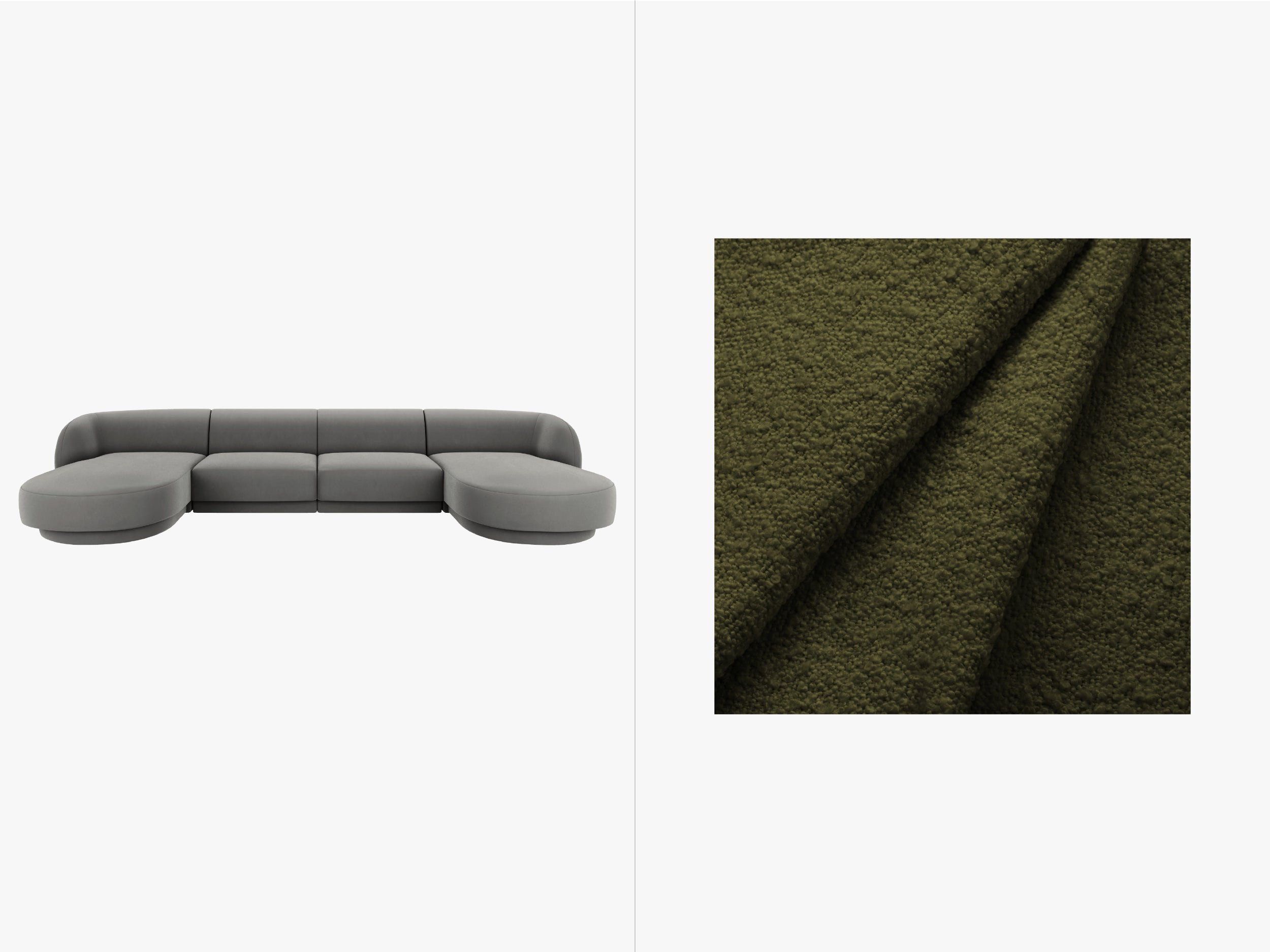 Sitzgarnitur Miley 330x156cm, Material: Bouclé