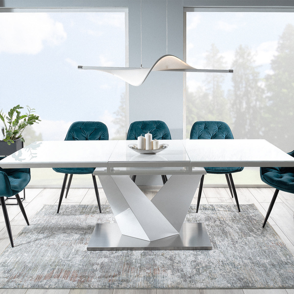 Esstisch Alaras III 160/220x90cm, Material: Gehärtetes Glas, MDF