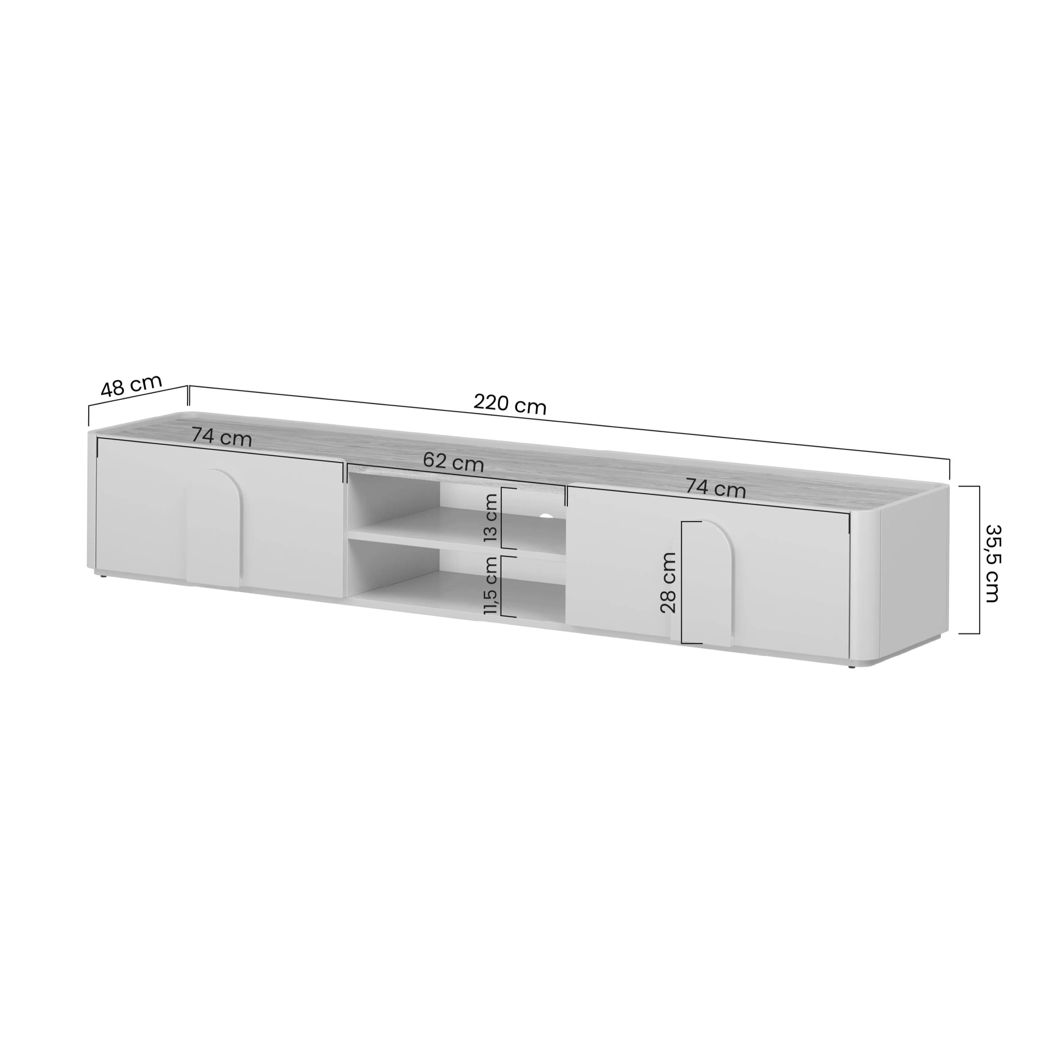 TV Kommode Amilio 220 cm, Material: MDF
