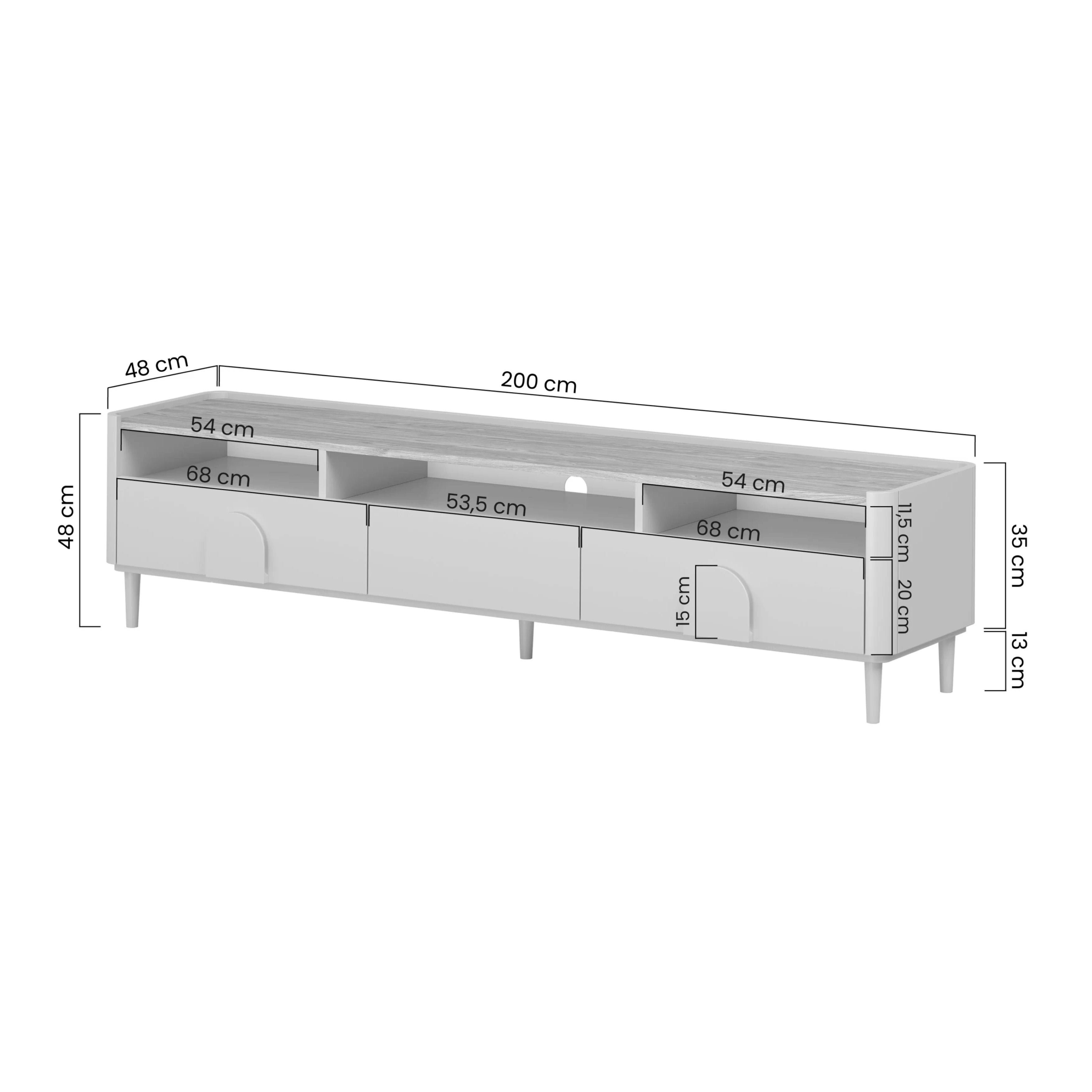 TV Kommode Amilio 200 cm, Material: MDF
