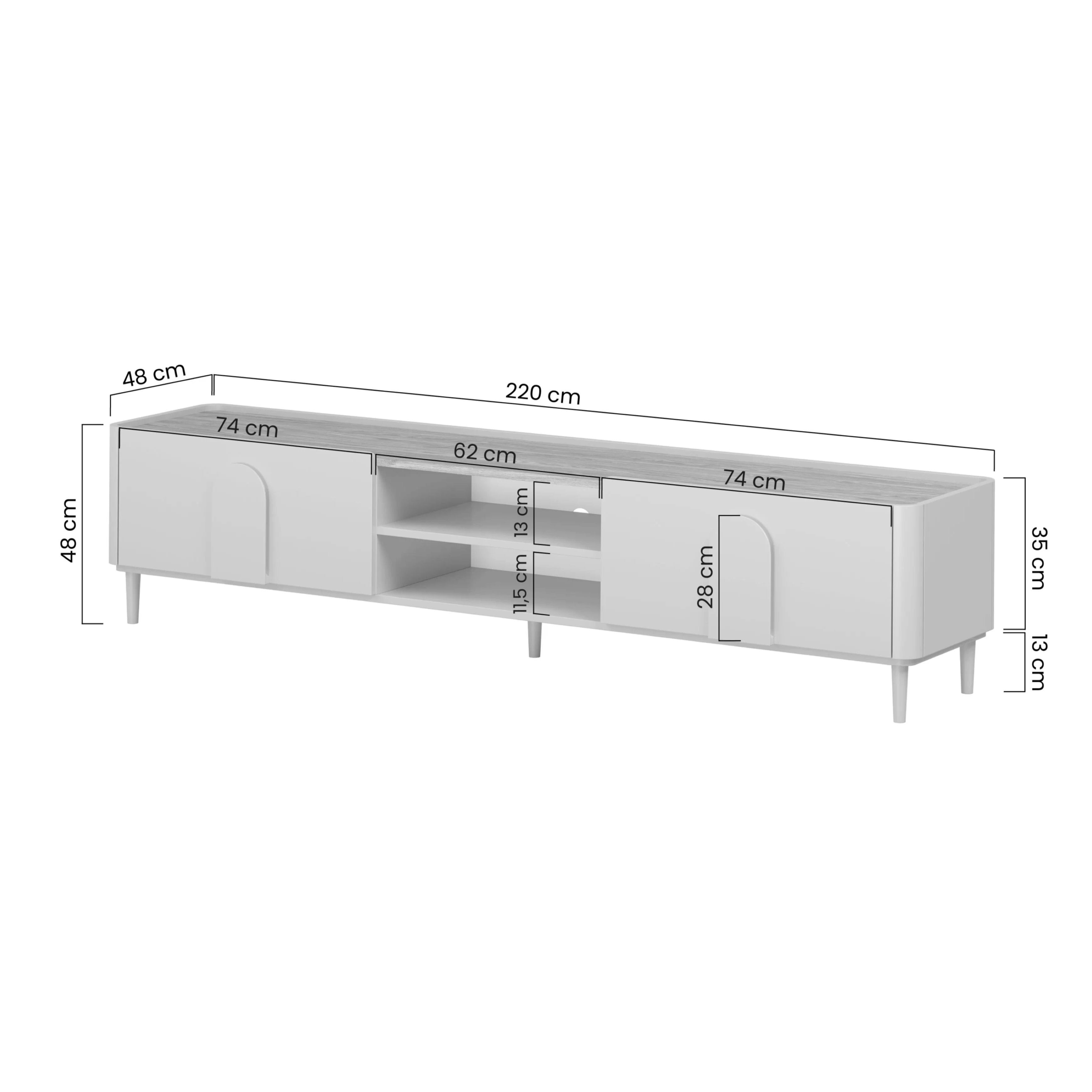 TV Kommode Amilio 220 cm, Material: MDF