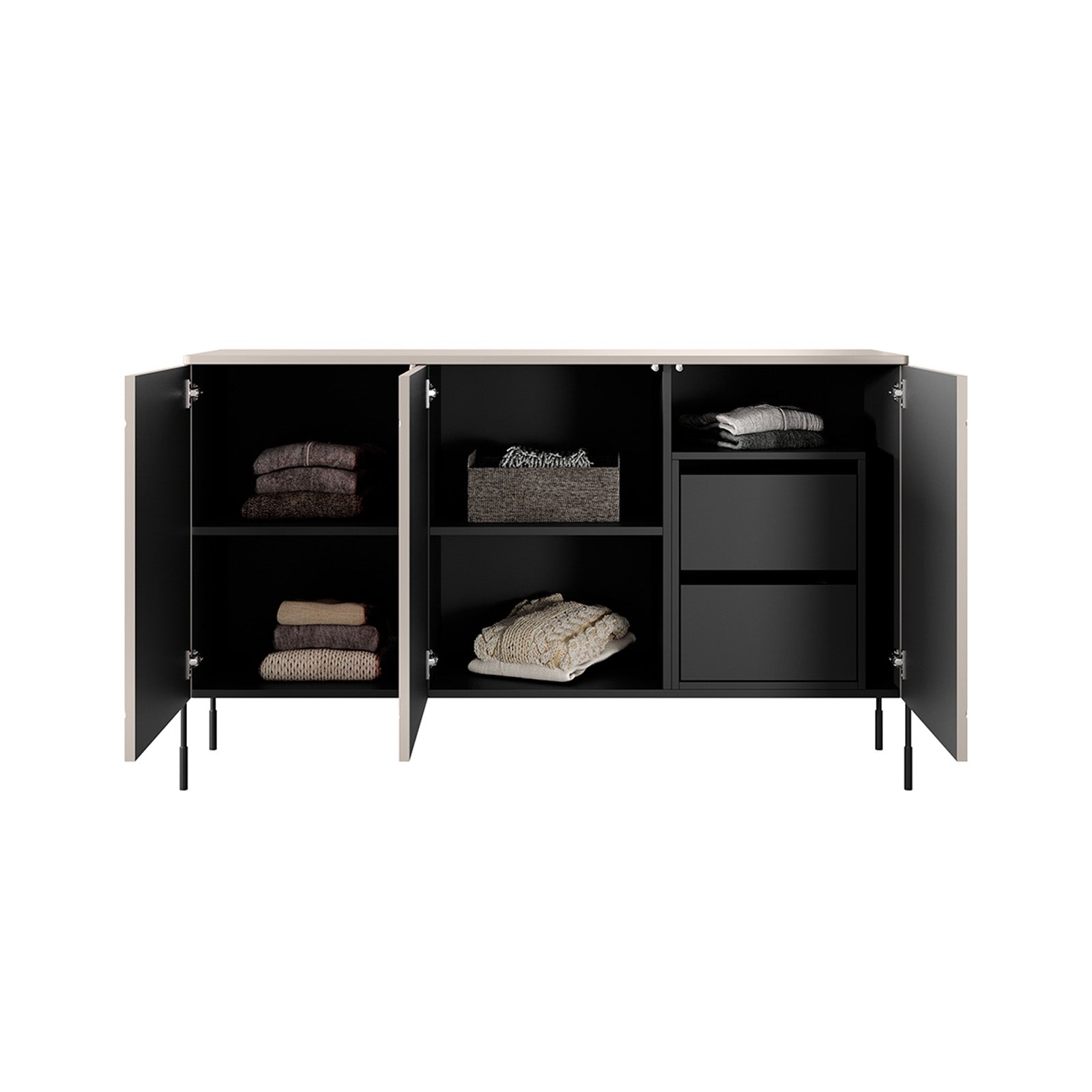 Sonatia Kommode 150cm, 3 Türen und 2 Schubladen, Material: MDF