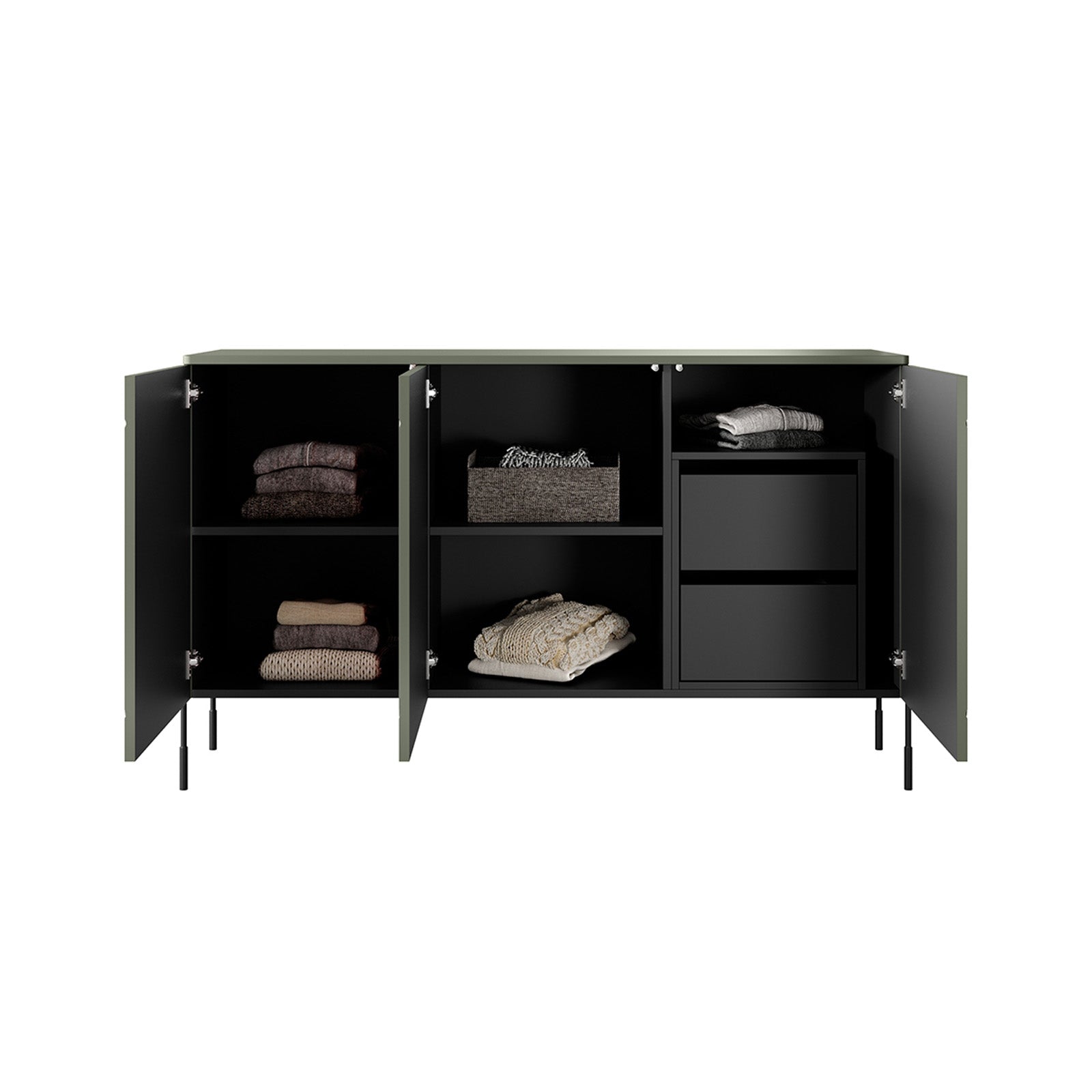 Sonatia Kommode 150cm, 3 Türen und 2 Schubladen, Material: MDF