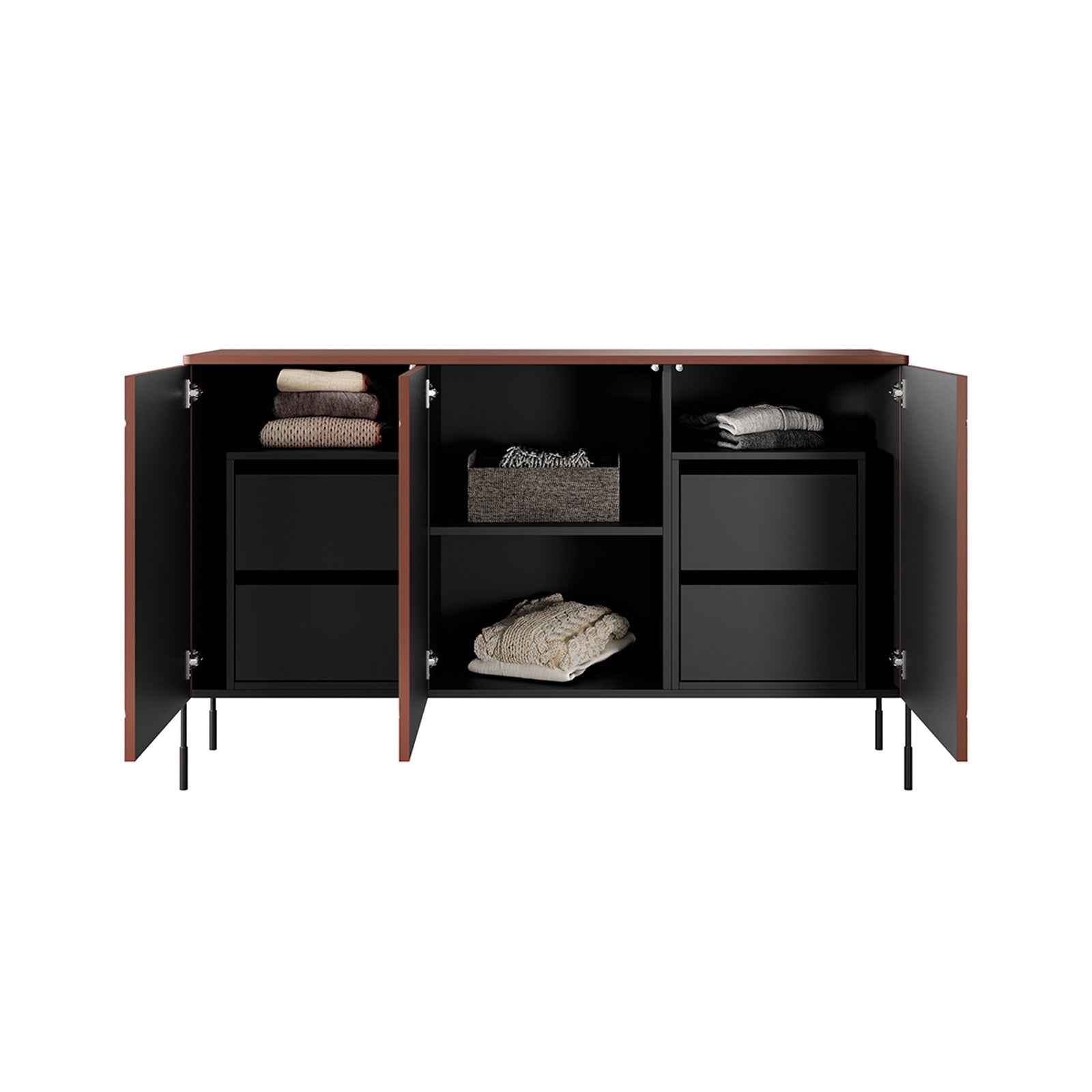 Sonatia Kommode 150cm, 3 Türen und 4 Schubladen, Material: MDF