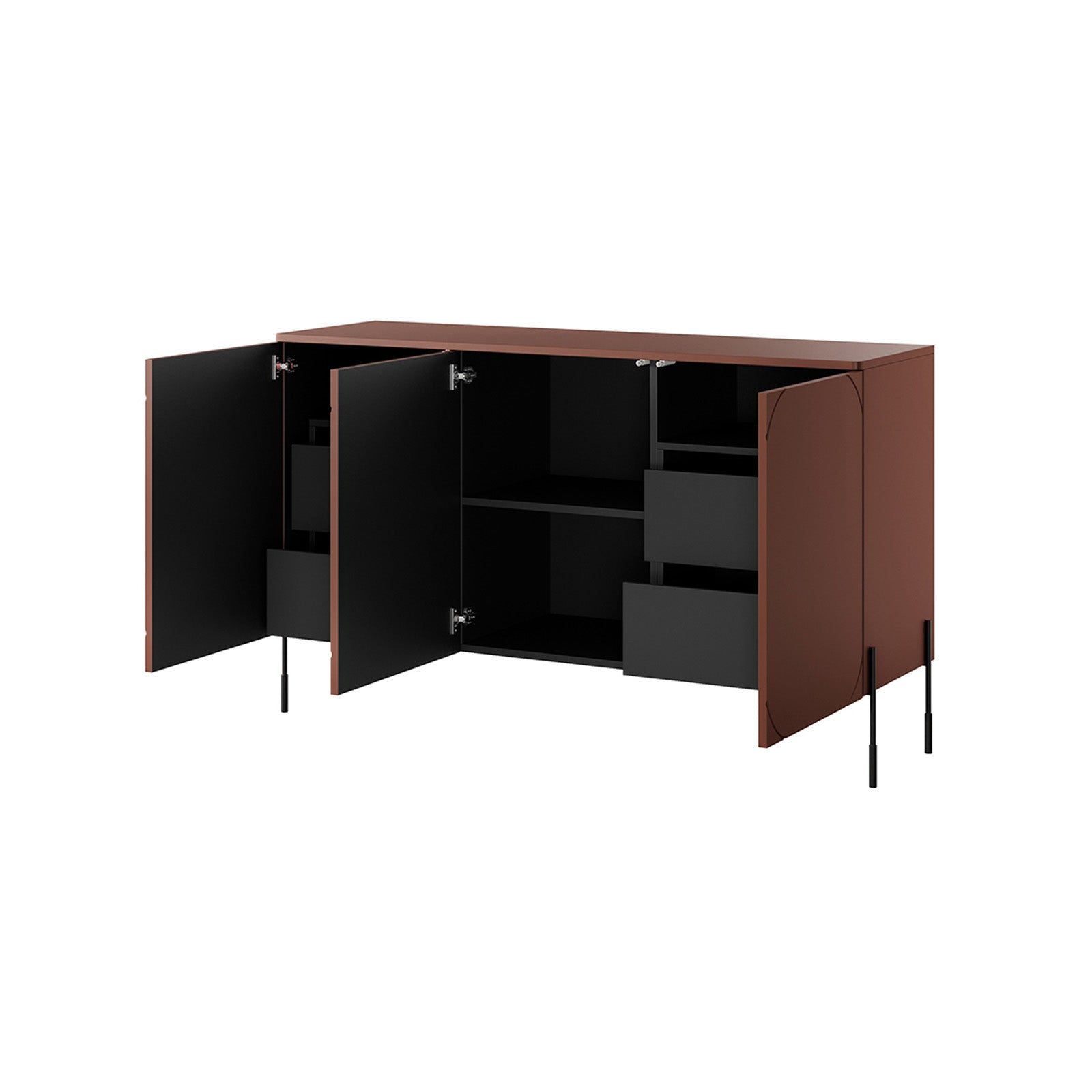 Sonatia Kommode 150cm, 3 Türen und 4 Schubladen, Material: MDF