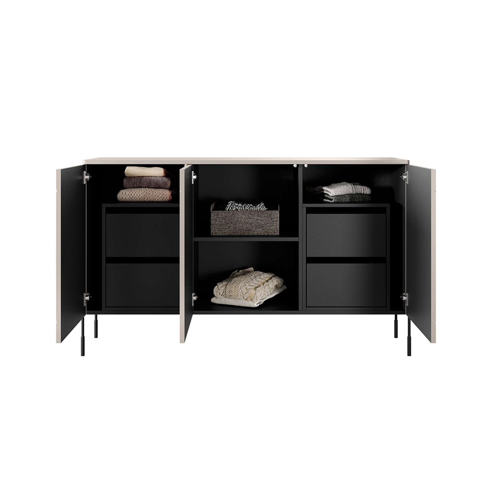 Sonatia Kommode 150cm, 3 Türen und 4 Schubladen, Material: MDF