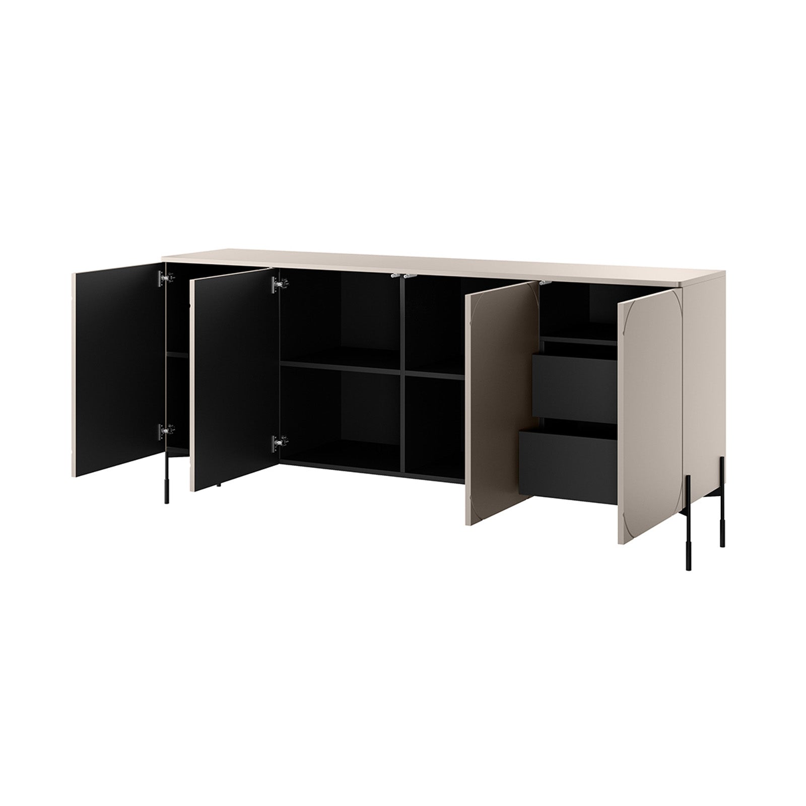 Sonatia Kommode 200cm, 4 Türen und 2 Schubladen, Material: MDF