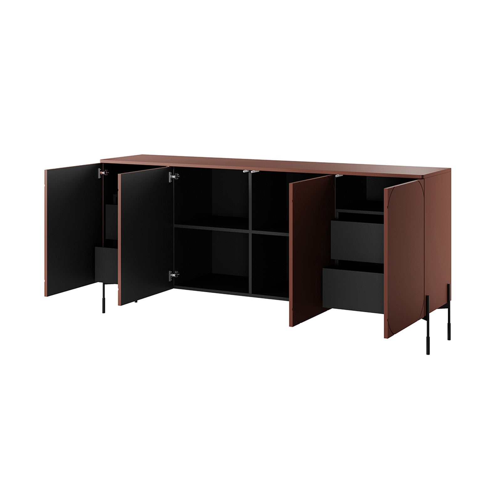 Sonatia Kommode 200cm, 4 Türen und 4 Schubladen, Material: MDF
