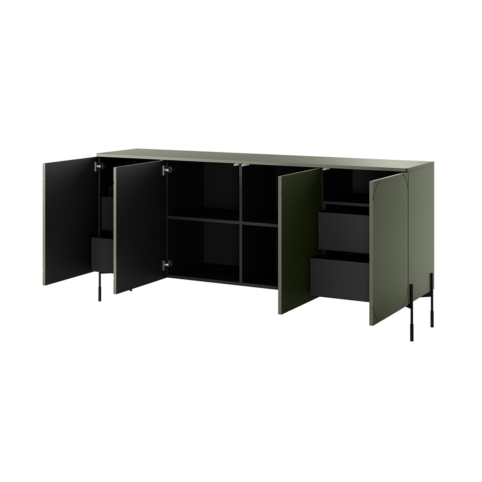 Sonatia Kommode 200cm, 4 Türen und 4 Schubladen, Material: MDF