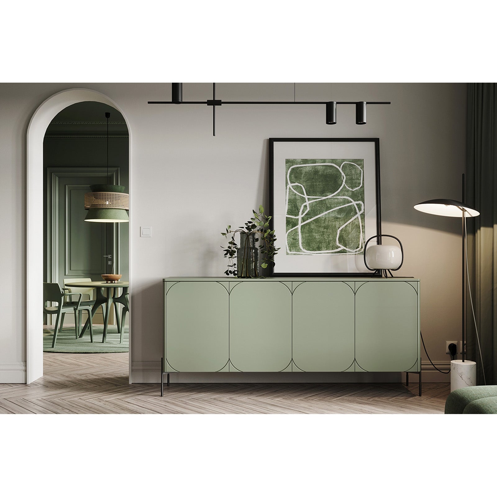 Sonatia Kommode 200cm, 4 Türen und 2 Schubladen, Material: MDF