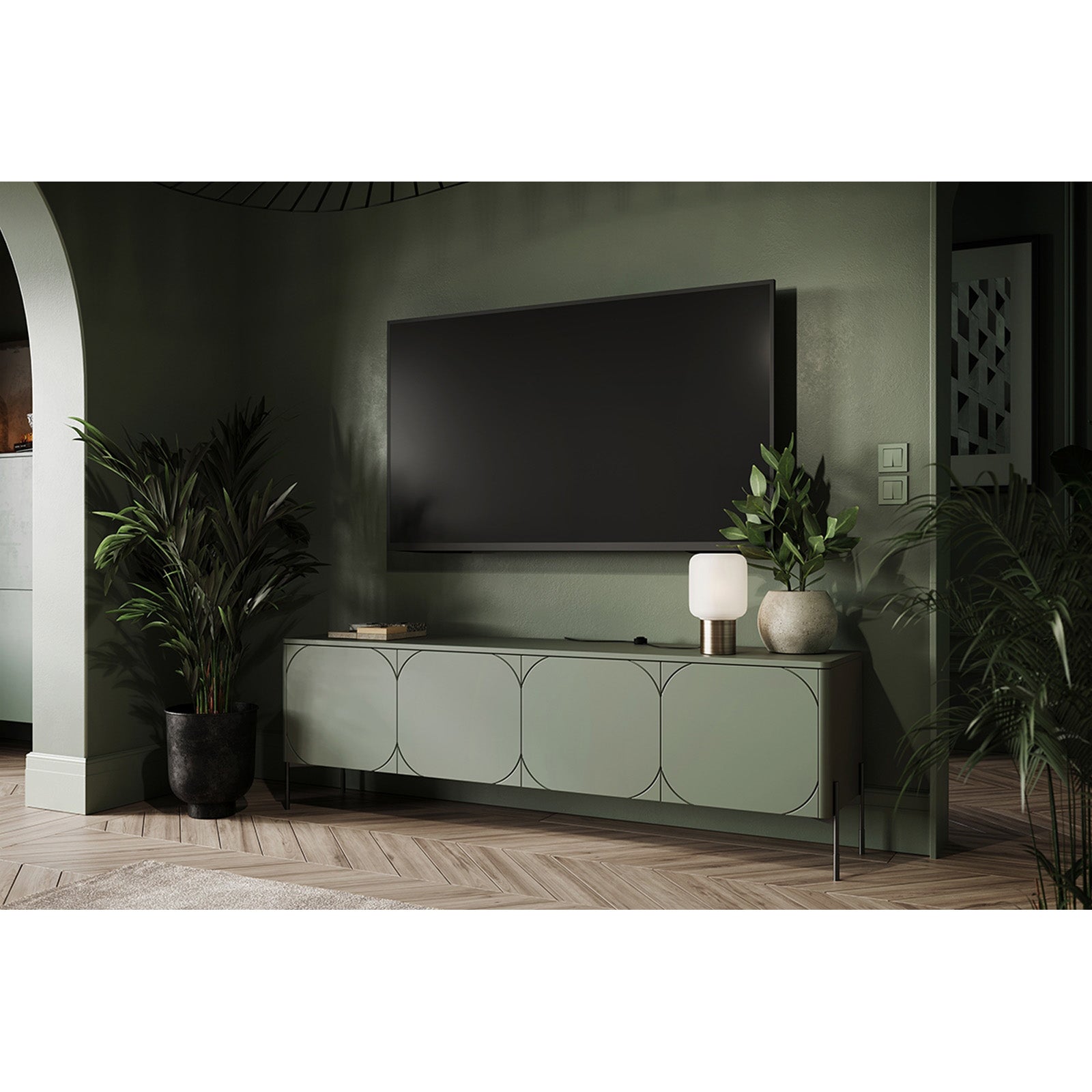 Sonatia Kommode 200cm, 4 Türen und 2 Schubladen, Material: MDF