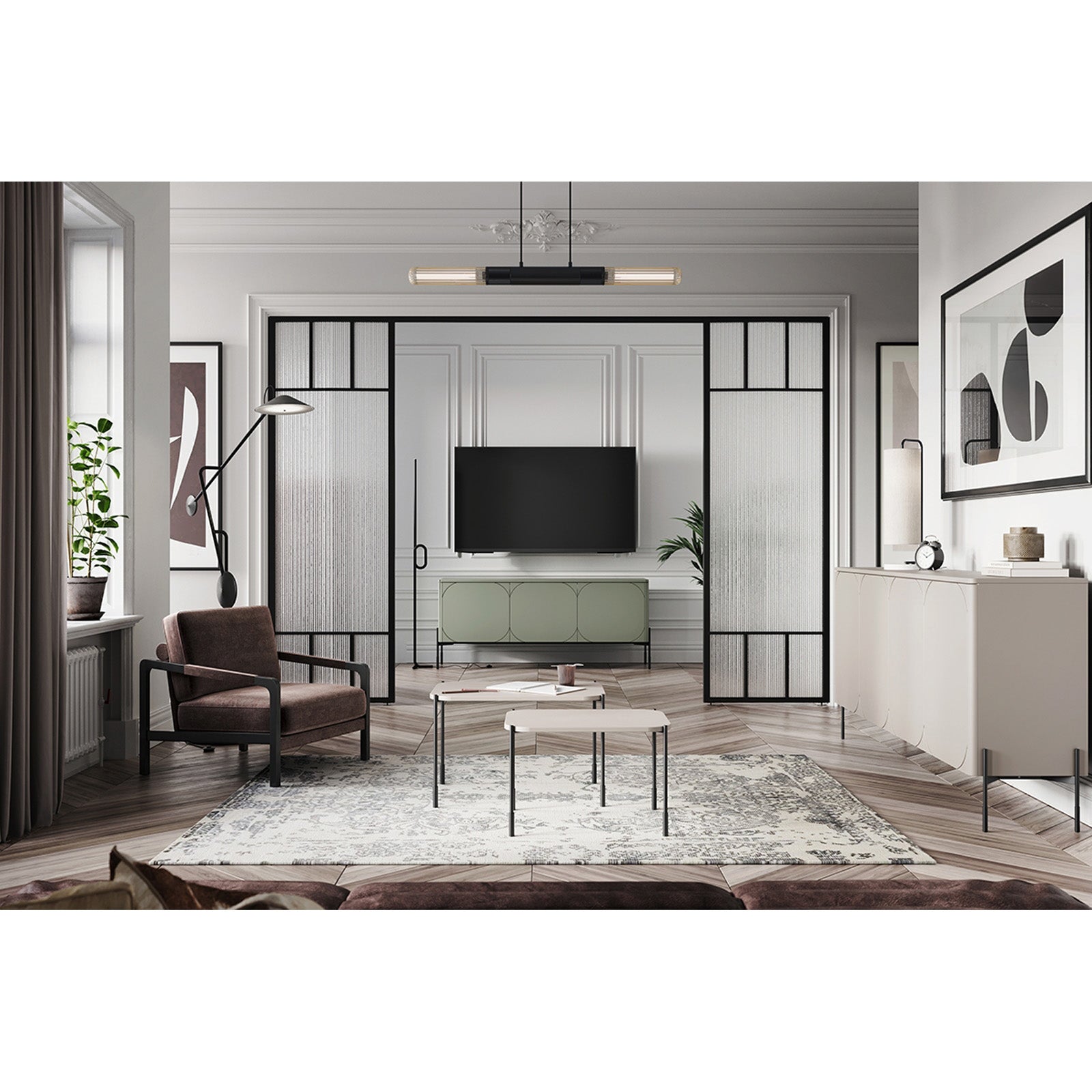 Sonatia Kommode 200cm, 4 Türen und 2 Schubladen, Material: MDF