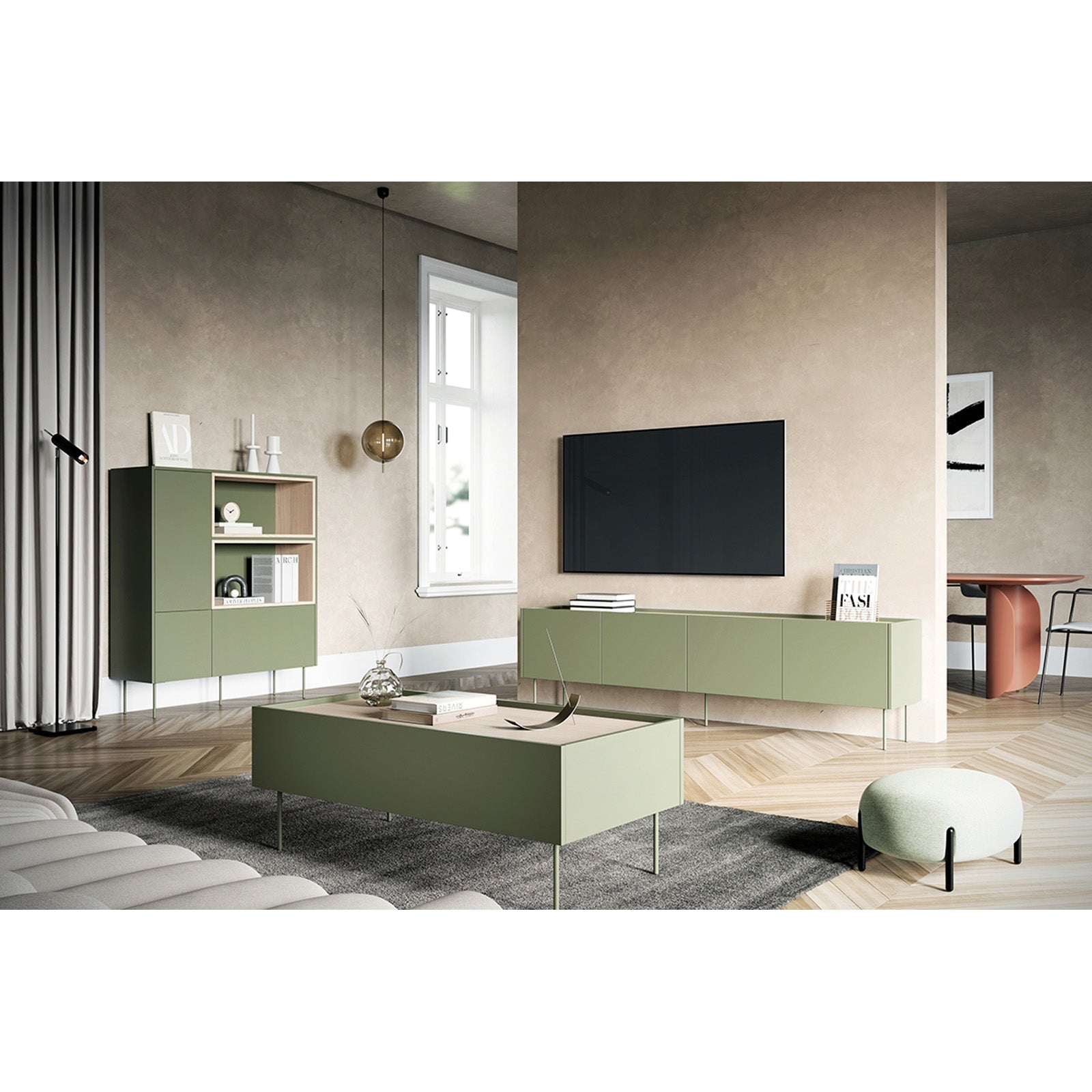 TV Kommode Desin 220cm, 4 Türen und 2 Schubladen, Material: MDF 
