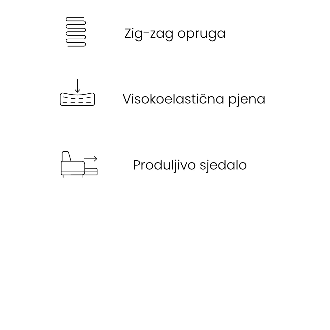 Sofa Camira 254x115cm, Material: Auswahl möglich