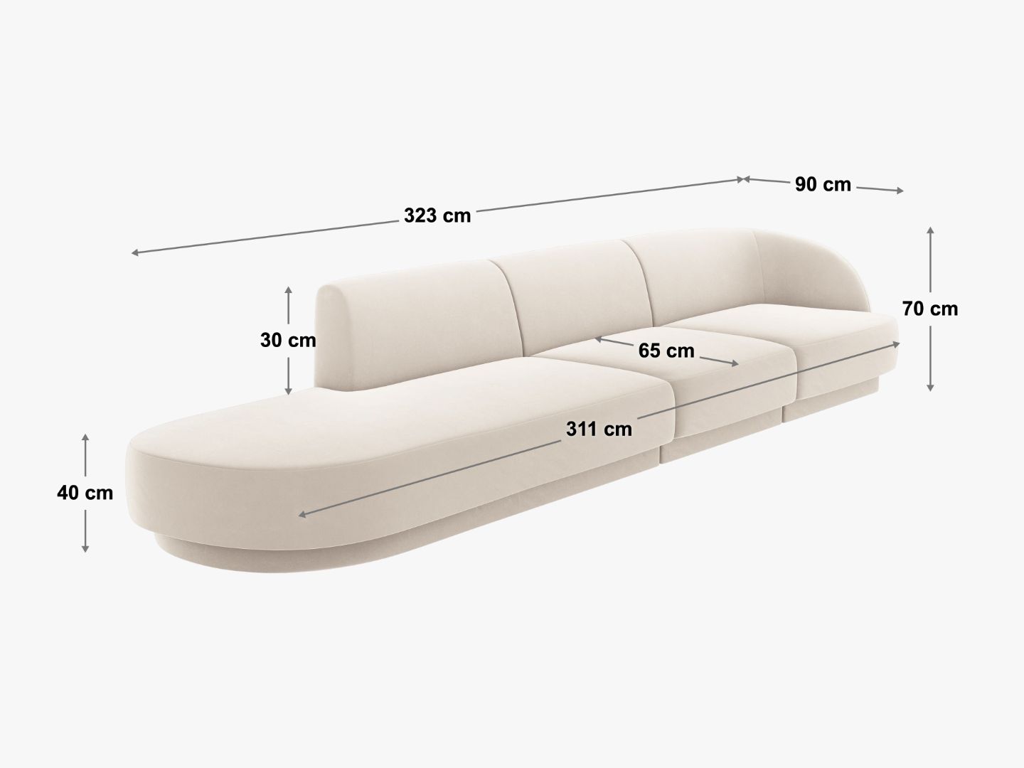 Sofa Miley 323x90cm, Material: Boucle