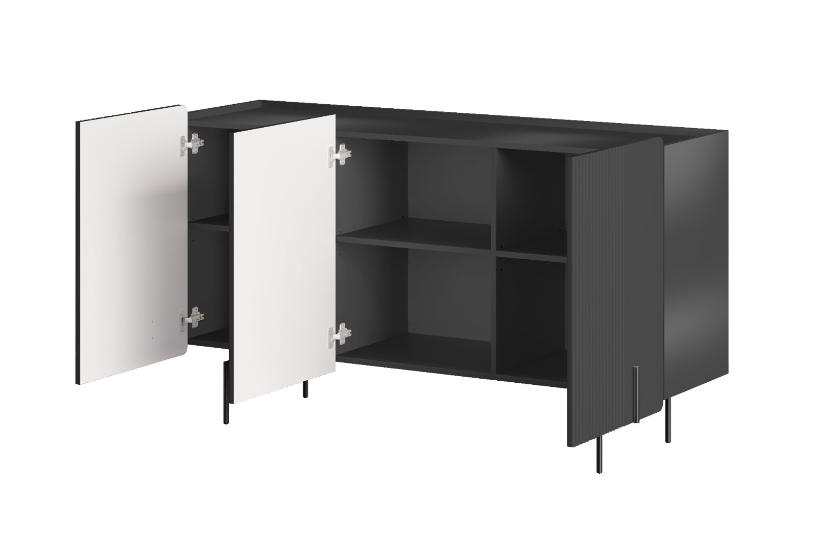 Malmi Kommode 150 cm, 3 Türen und 3 Einlegeböden, Material: MDF