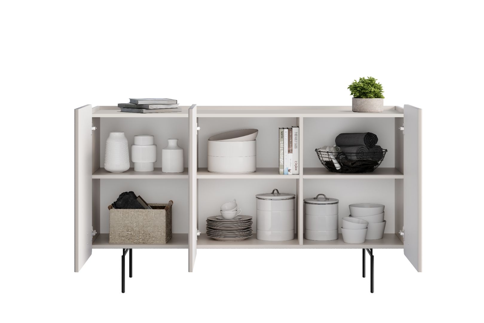 Malmi Kommode 150 cm, 3 Türen und 3 Einlegeböden, Material: MDF