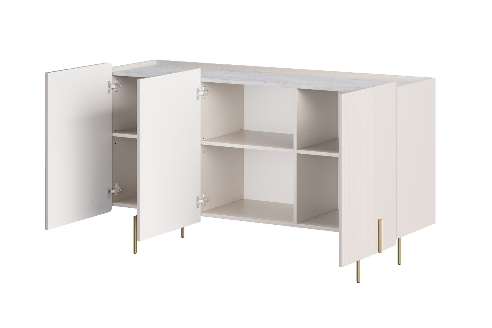 Malmi Kommode 150 cm, 3 Türen und 3 Einlegeböden, Material: MDF