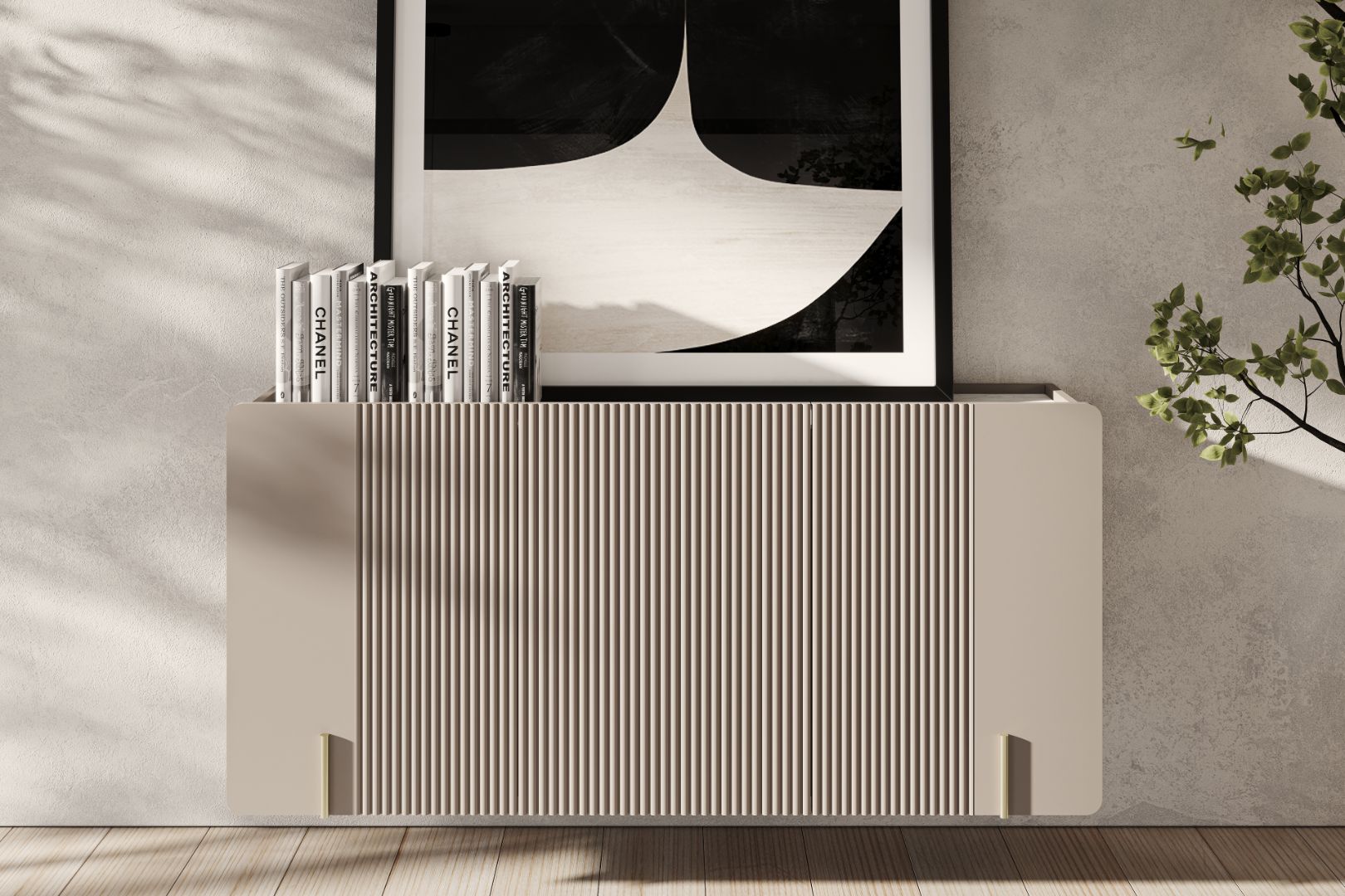 Malmi Kommode 150 cm, 3 Türen und 3 Einlegeböden, Material: MDF