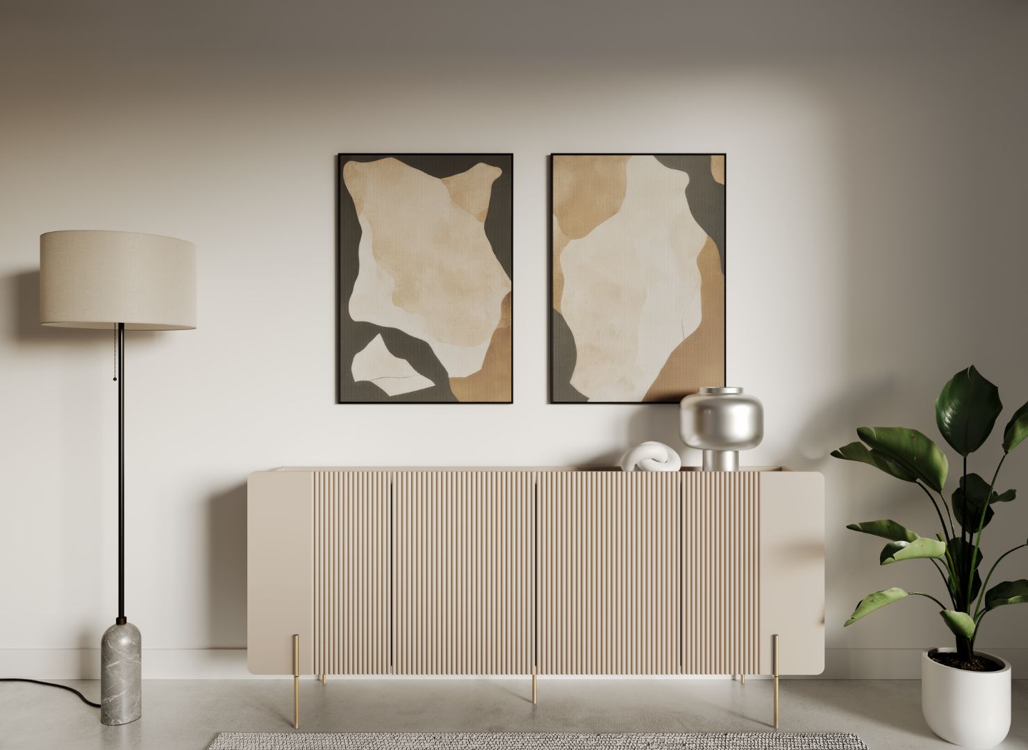 Malmi Kommode 200 cm, 4 Türen und 4 Einlegeböden, Material: MDF