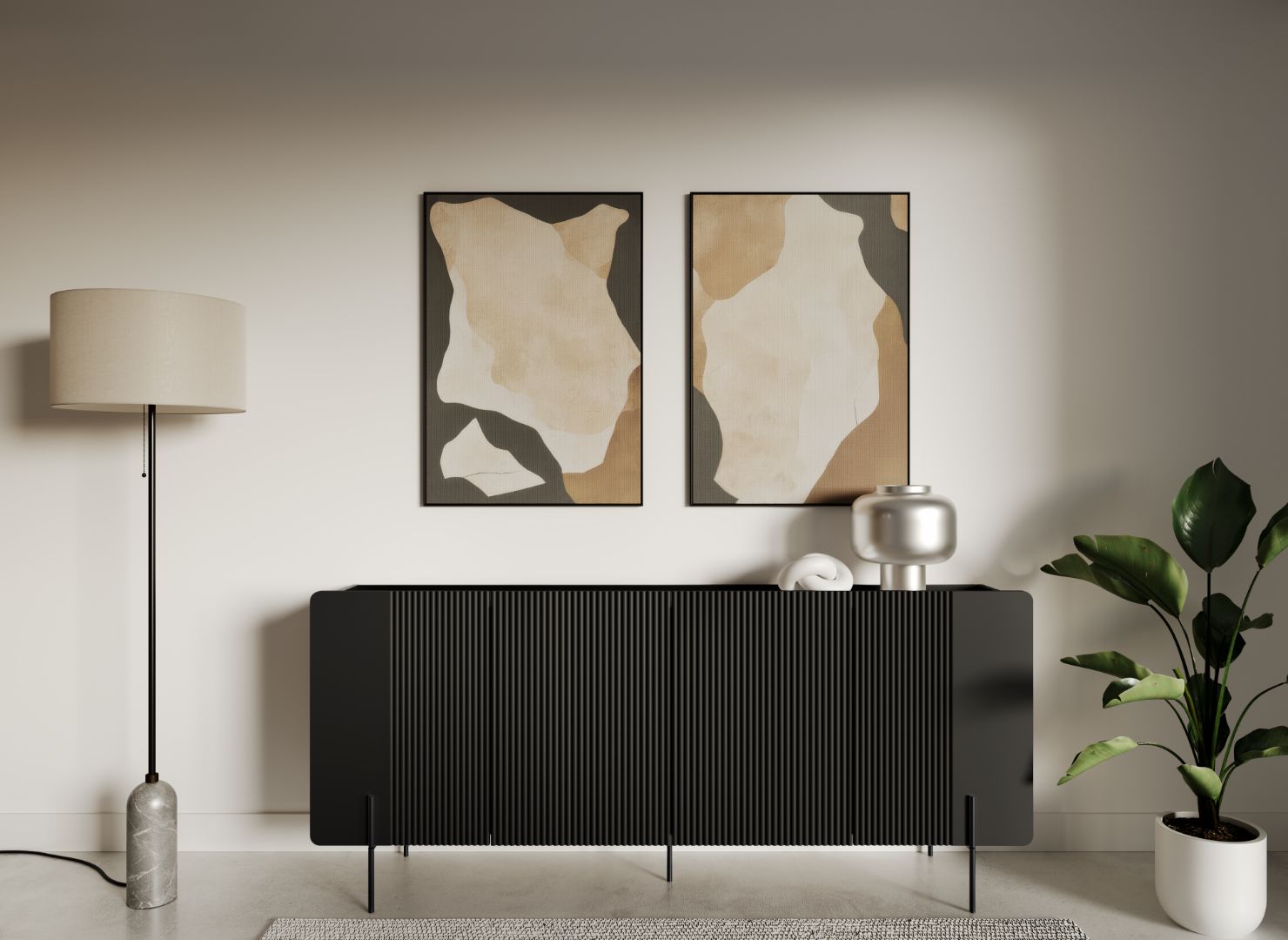 Malmi Kommode 200 cm, 4 Türen und 4 Einlegeböden, Material: MDF