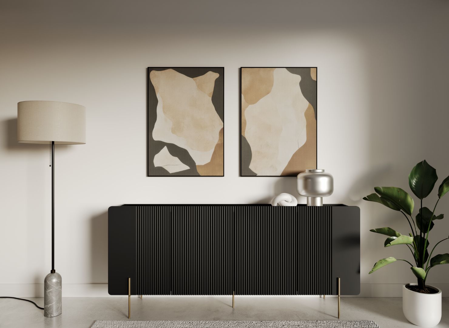 Malmi Kommode 200 cm, 4 Türen und 4 Einlegeböden, Material: MDF