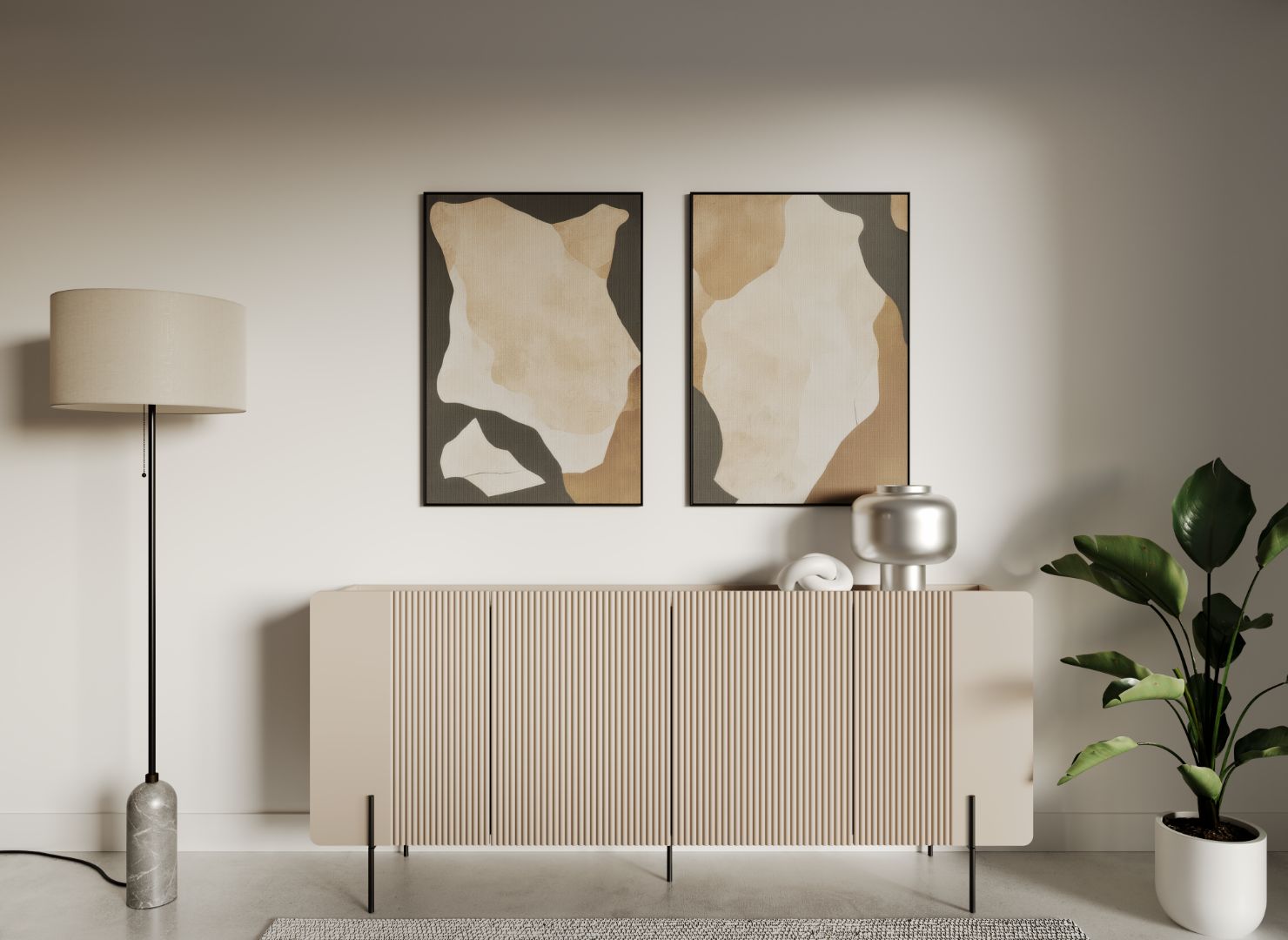 Malmi Kommode 200 cm, 4 Türen und 4 Einlegeböden, Material: MDF