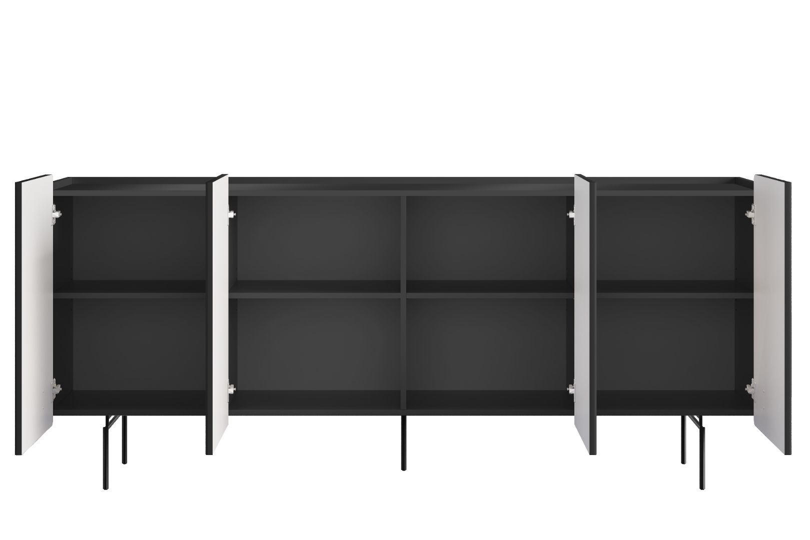 Malmi Kommode 200 cm, 4 Türen und 4 Einlegeböden, Material: MDF