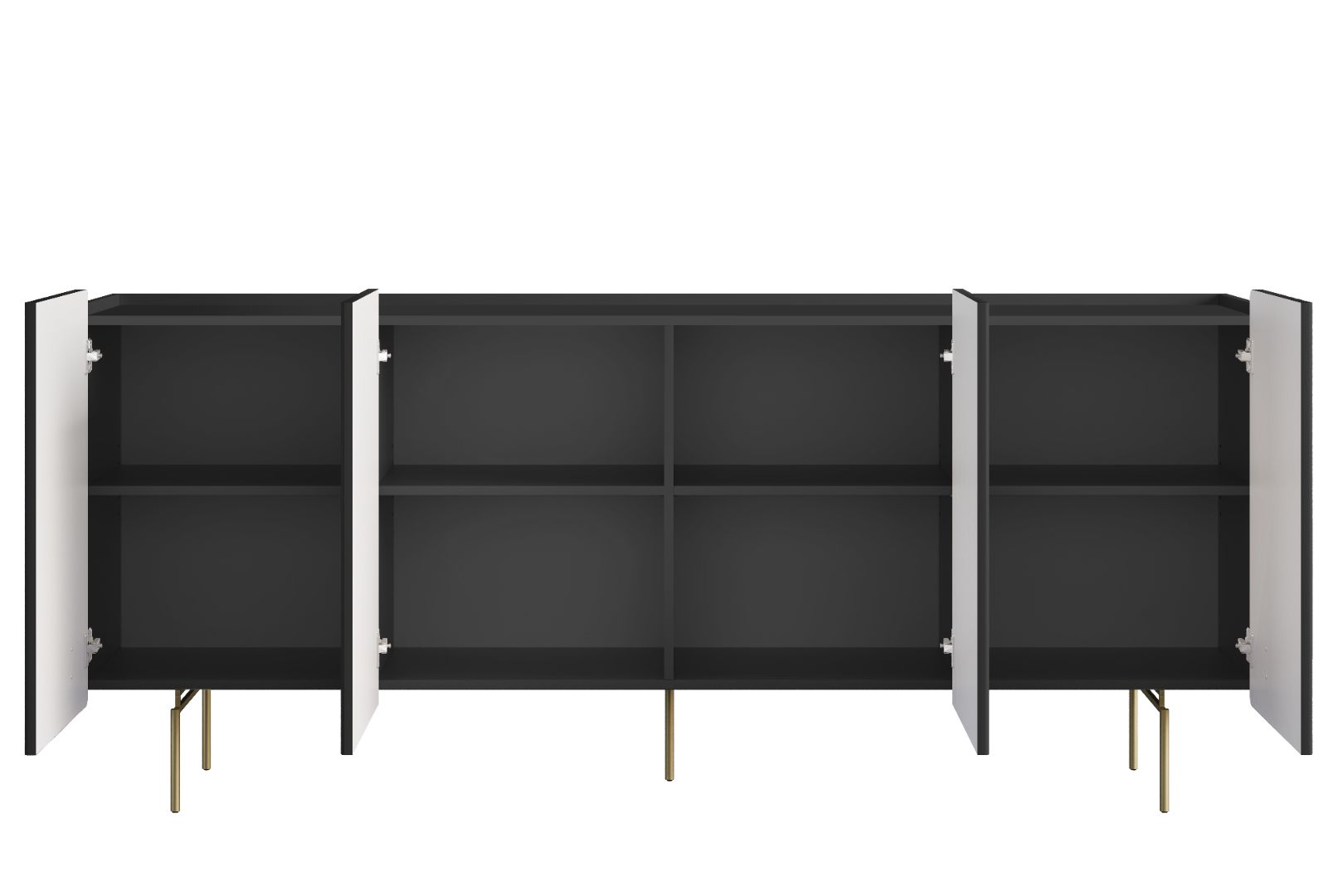 Malmi Kommode 200 cm, 4 Türen und 4 Einlegeböden, Material: MDF