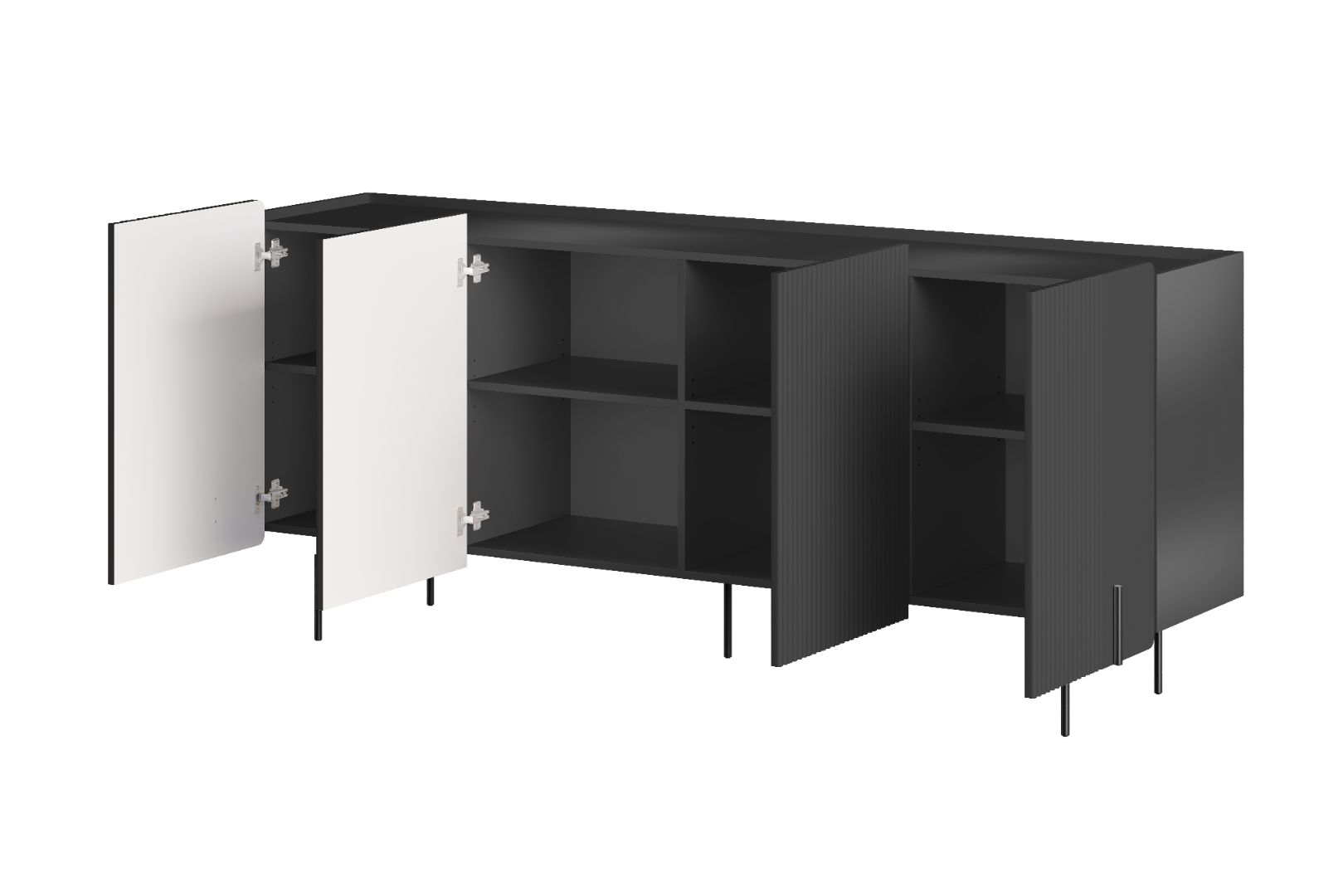 Malmi Kommode 200 cm, 4 Türen und 4 Einlegeböden, Material: MDF