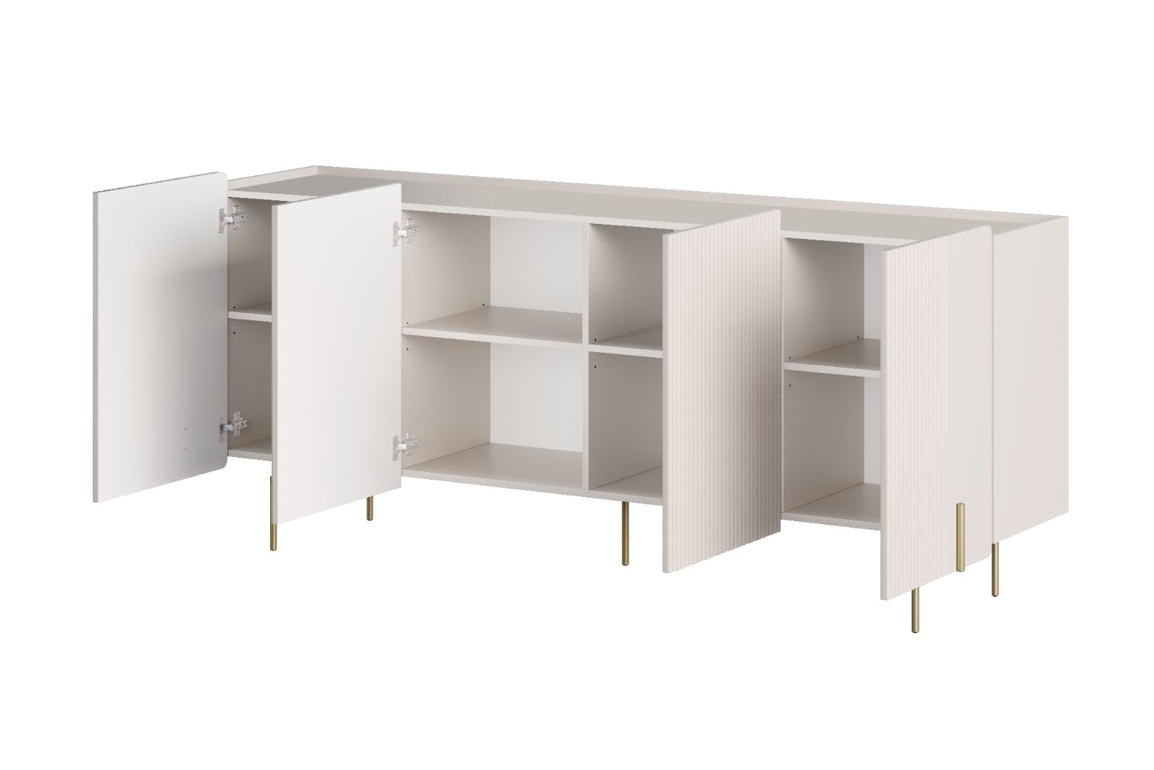 Malmi Kommode 200 cm, 4 Türen und 4 Einlegeböden, Material: MDF