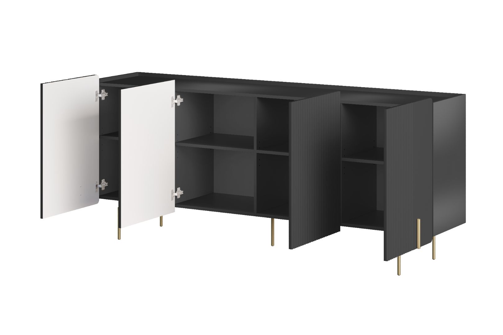 Malmi Kommode 200 cm, 4 Türen und 4 Einlegeböden, Material: MDF