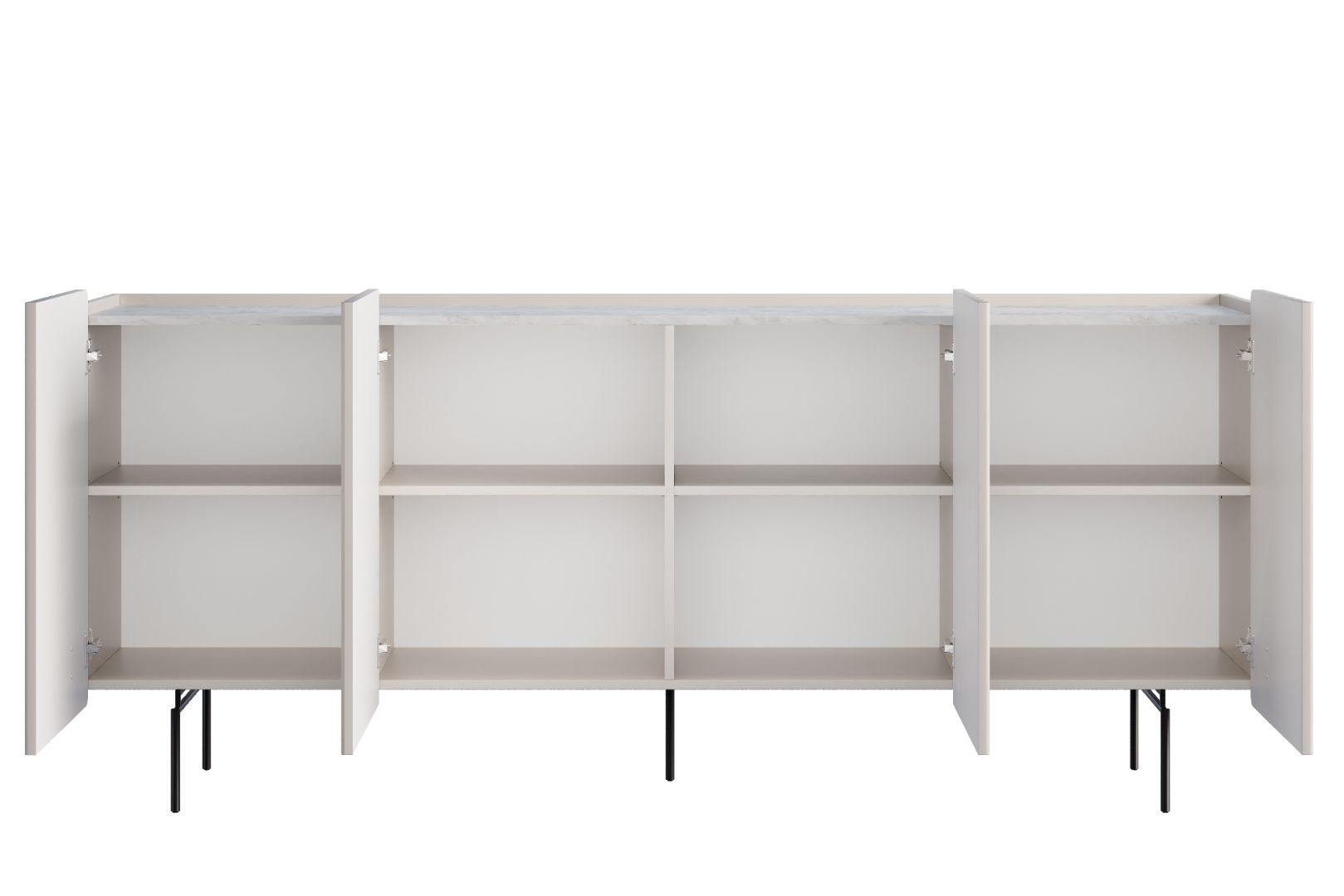 Malmi Kommode 200 cm, 4 Türen und 4 Einlegeböden, Material: MDF