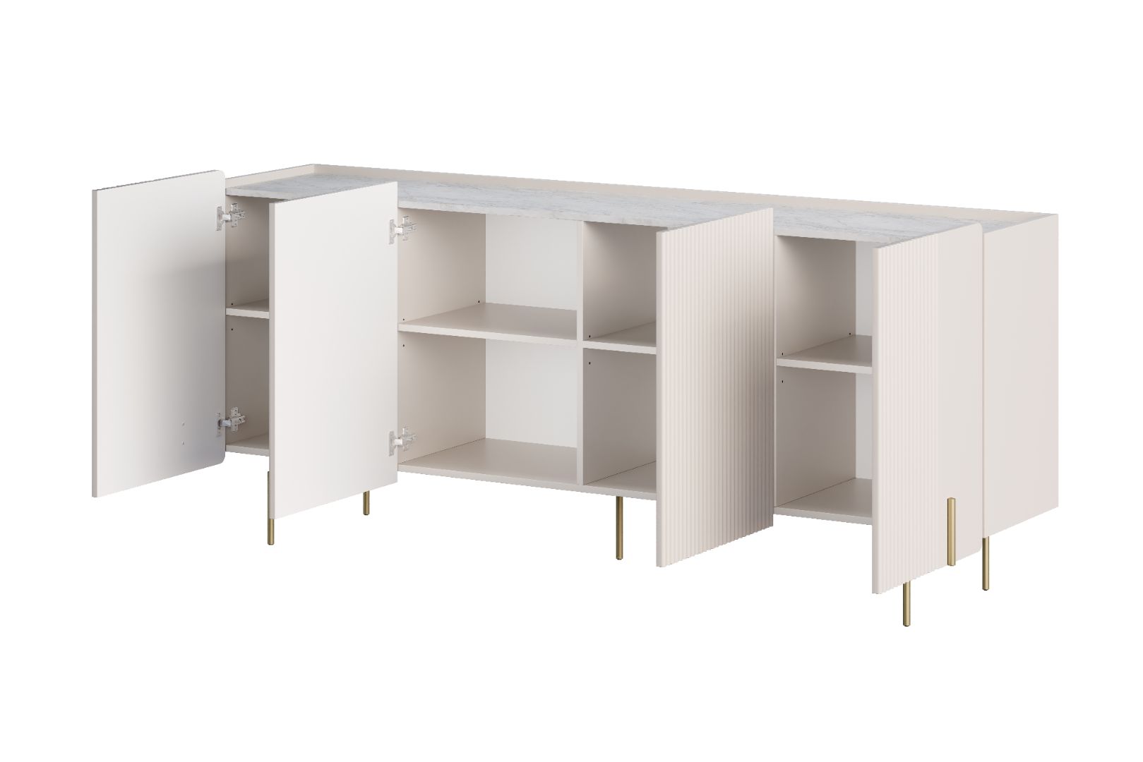Malmi Kommode 200 cm, 4 Türen und 4 Einlegeböden, Material: MDF