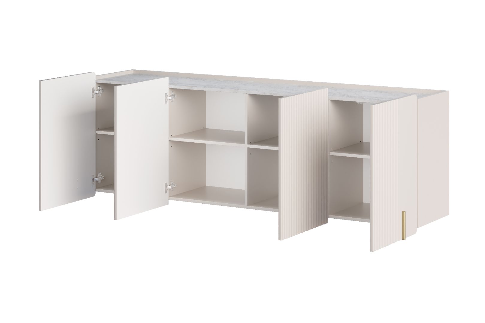 Malmi Kommode 200 cm, 4 Türen und 4 Einlegeböden, Material: MDF