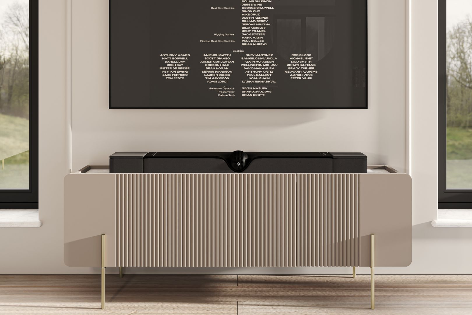 TV Kommode Malmi 150cm, 2 Türen und 1 Schublade, Material: MDF