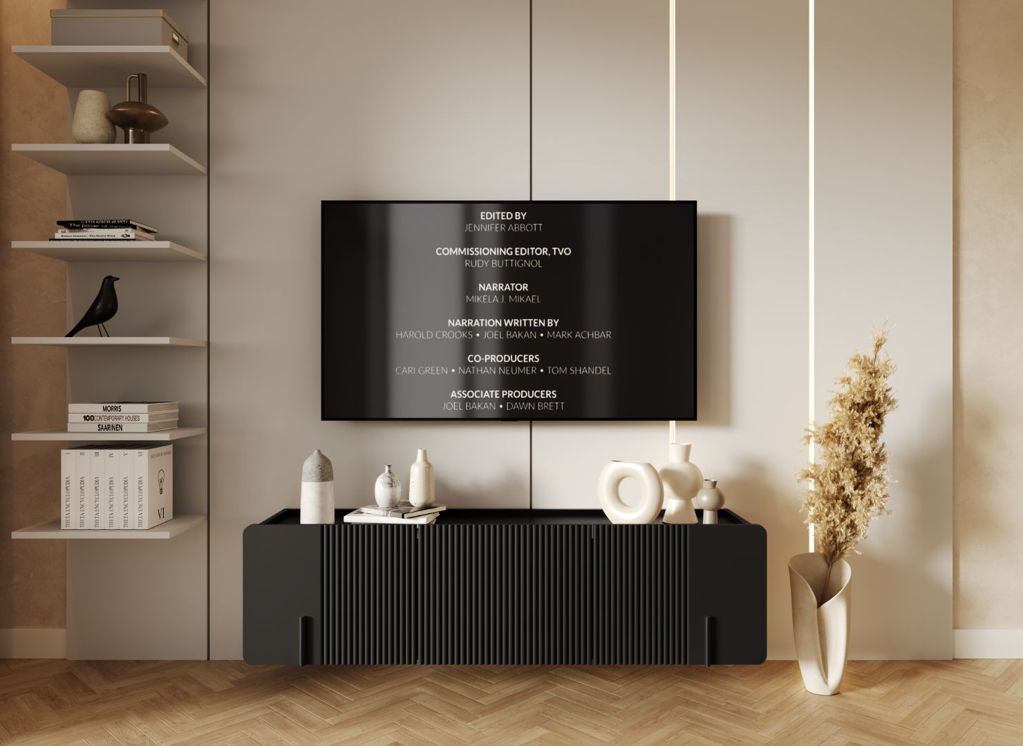TV Kommode Malmi 150cm, 2 Türen und 1 Schublade, Material: MDF