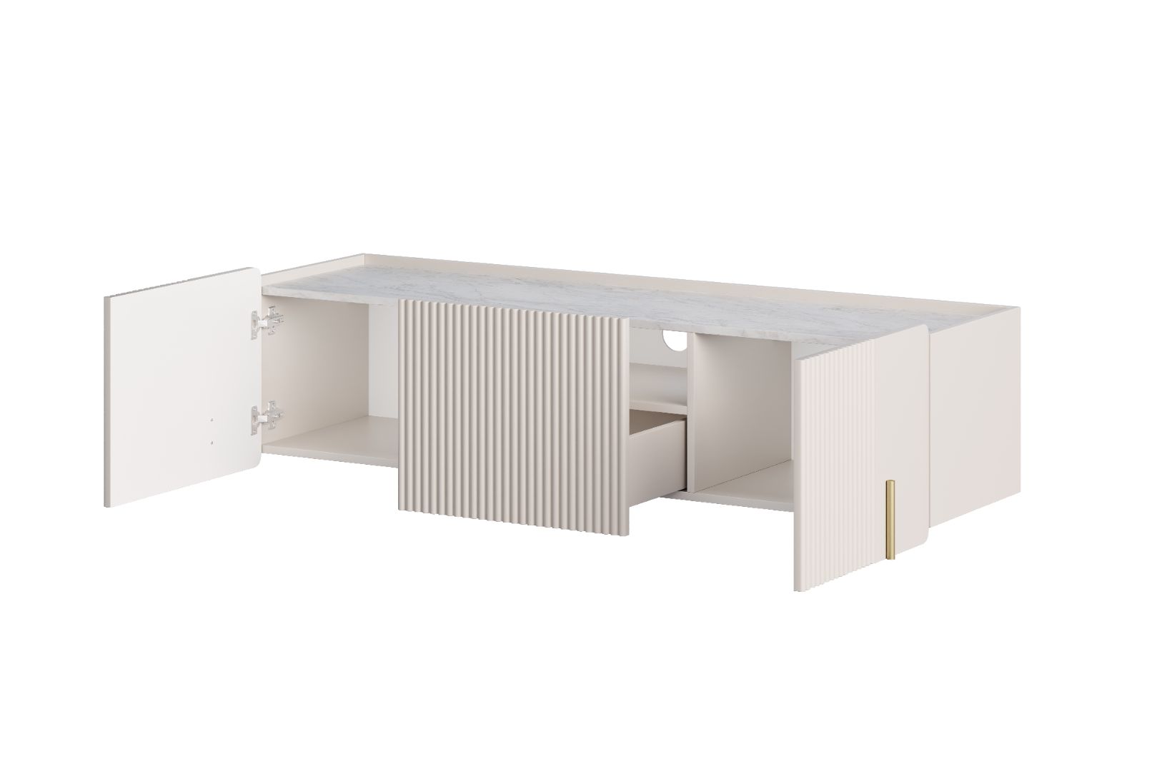 TV Kommode Malmi 150cm, 2 Türen und 1 Schublade, Material: MDF