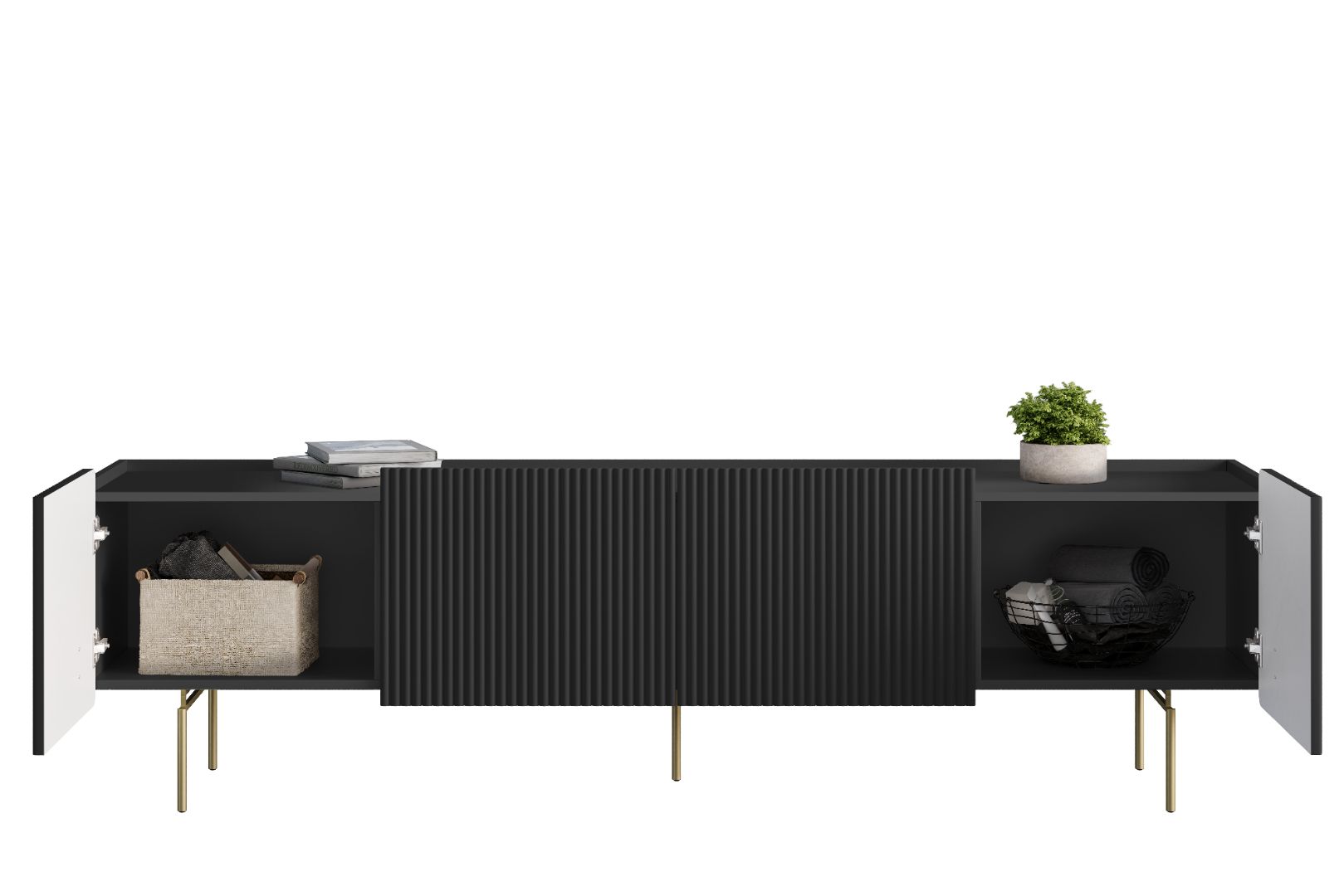 TV Kommode Malmi 200cm, 2 Türen und 2 Schubladen, Material: MDF