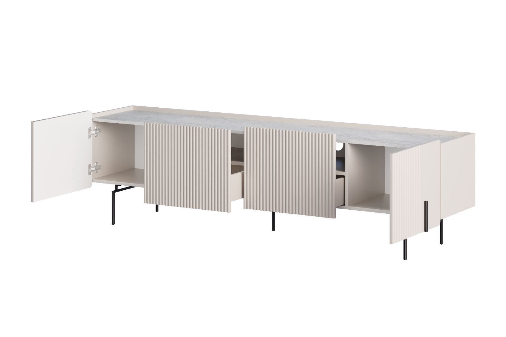 TV Kommode Malmi 200cm, 2 Türen und 2 Schubladen, Material: MDF