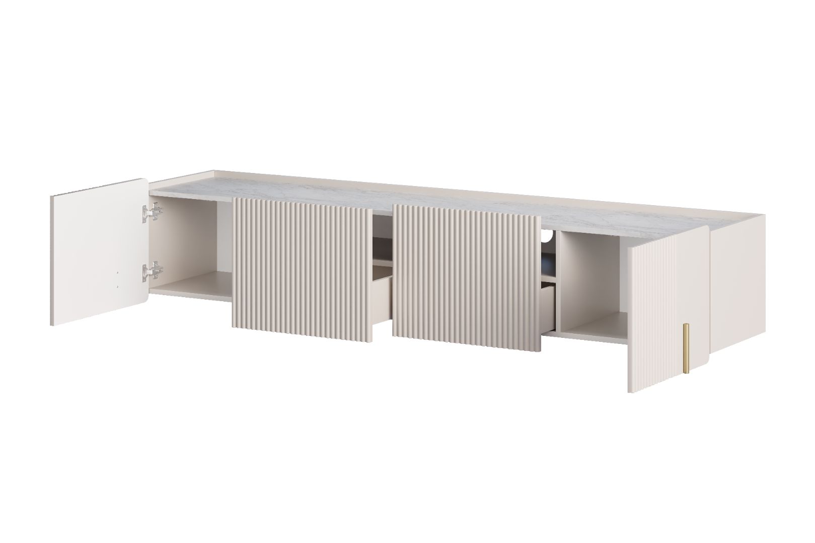 TV Kommode Malmi 200cm, 2 Türen und 2 Schubladen, Material: MDF