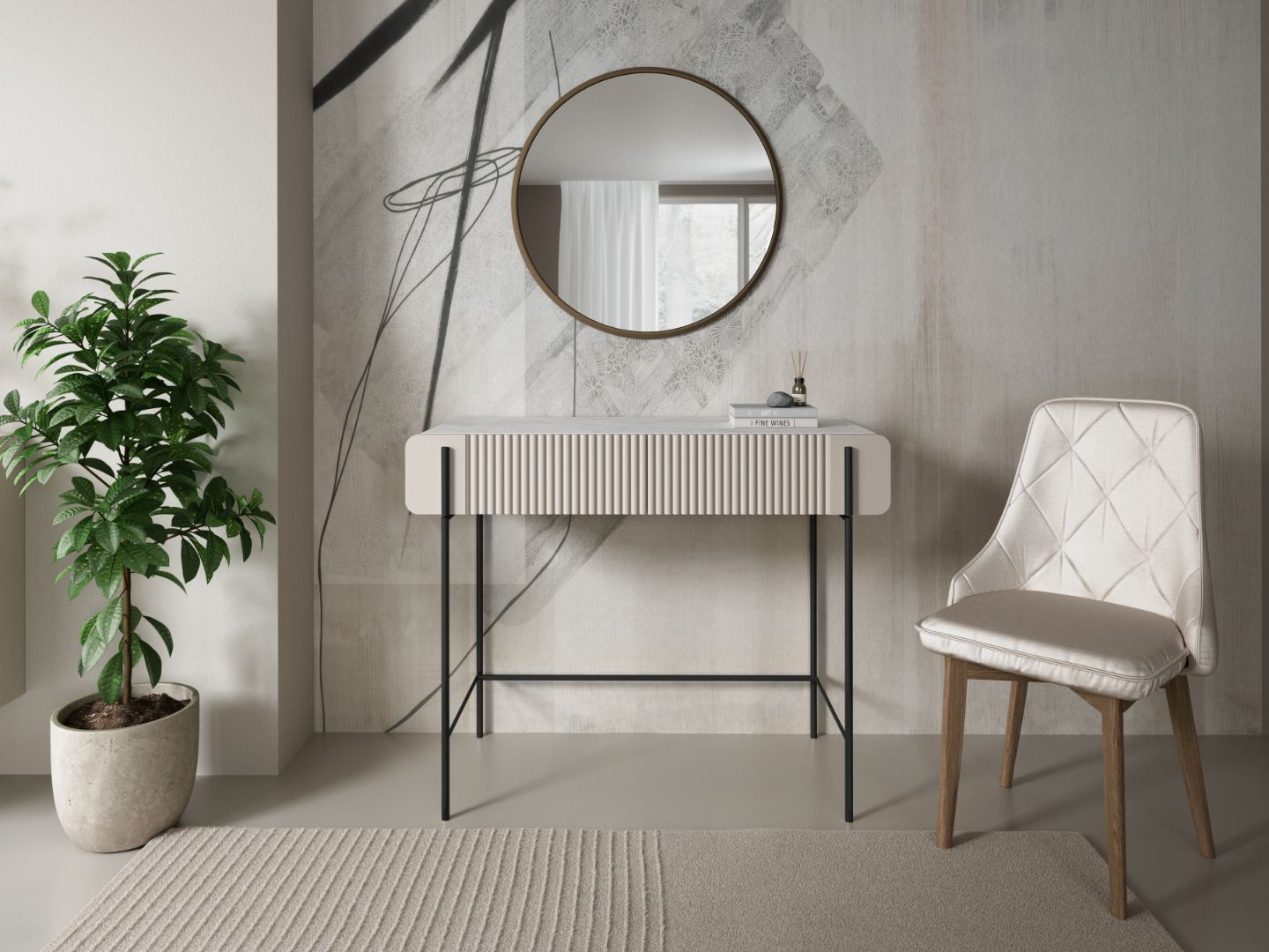 Beistelltisch Malmi 100cm, 2 Schubladen, Material: MDF