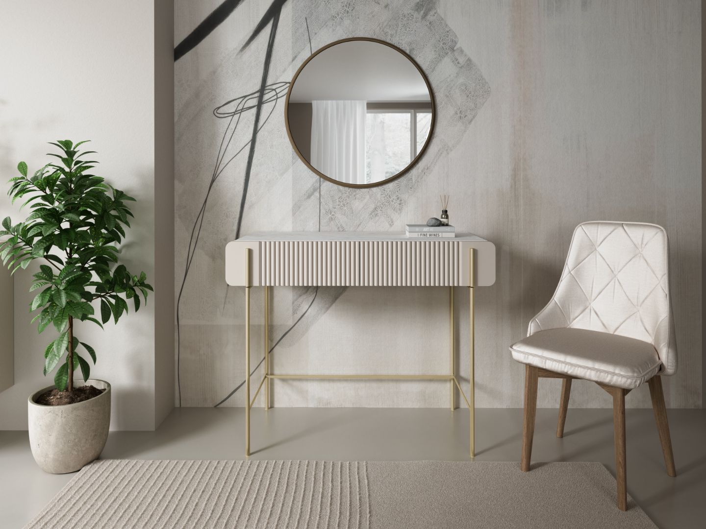 Beistelltisch Malmi 100cm, 2 Schubladen, Material: MDF