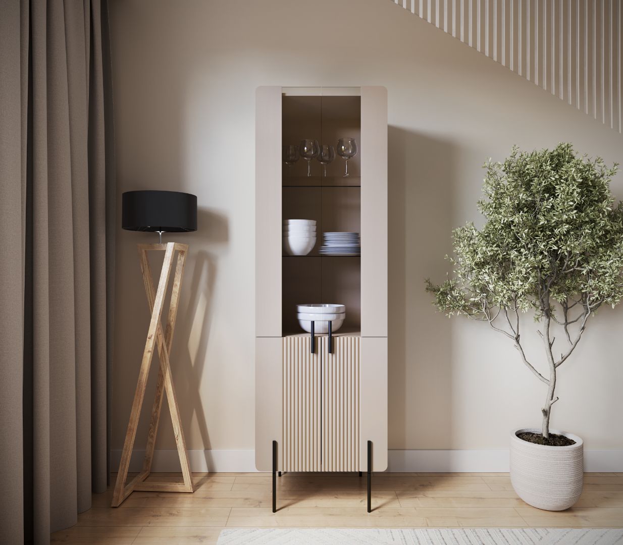 Vitrine Malmi 190cm, Material: MDF, Melaminplatte