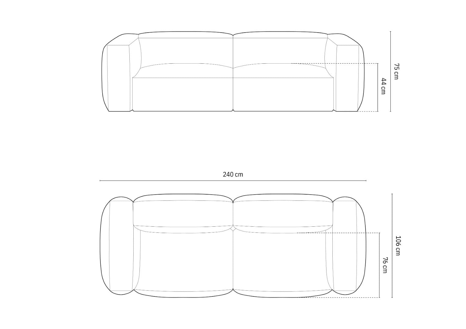 Sofa Martina, 240x106cm, Material: Cord