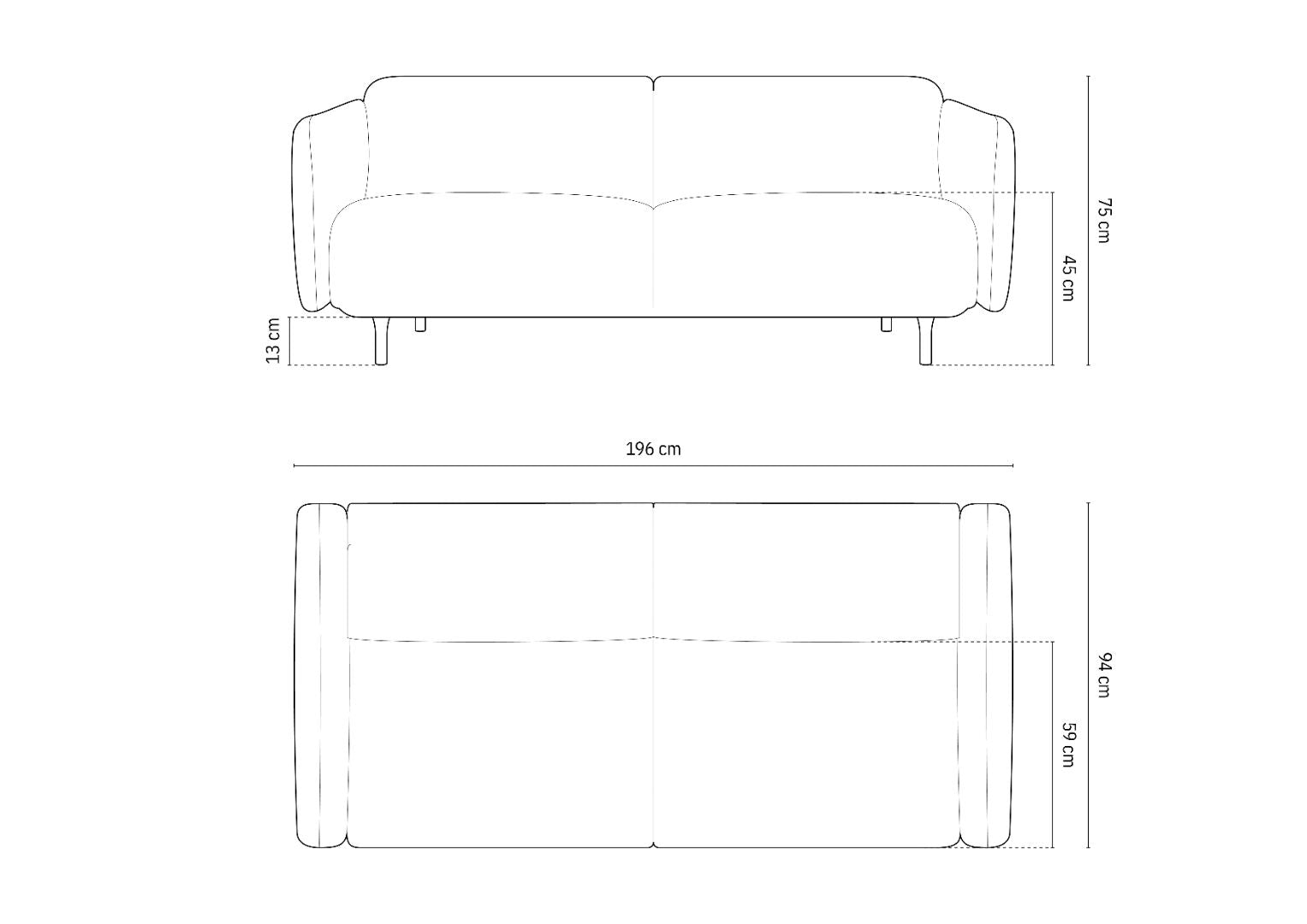 Sofa Noomi 196x94cm, Material: Samt